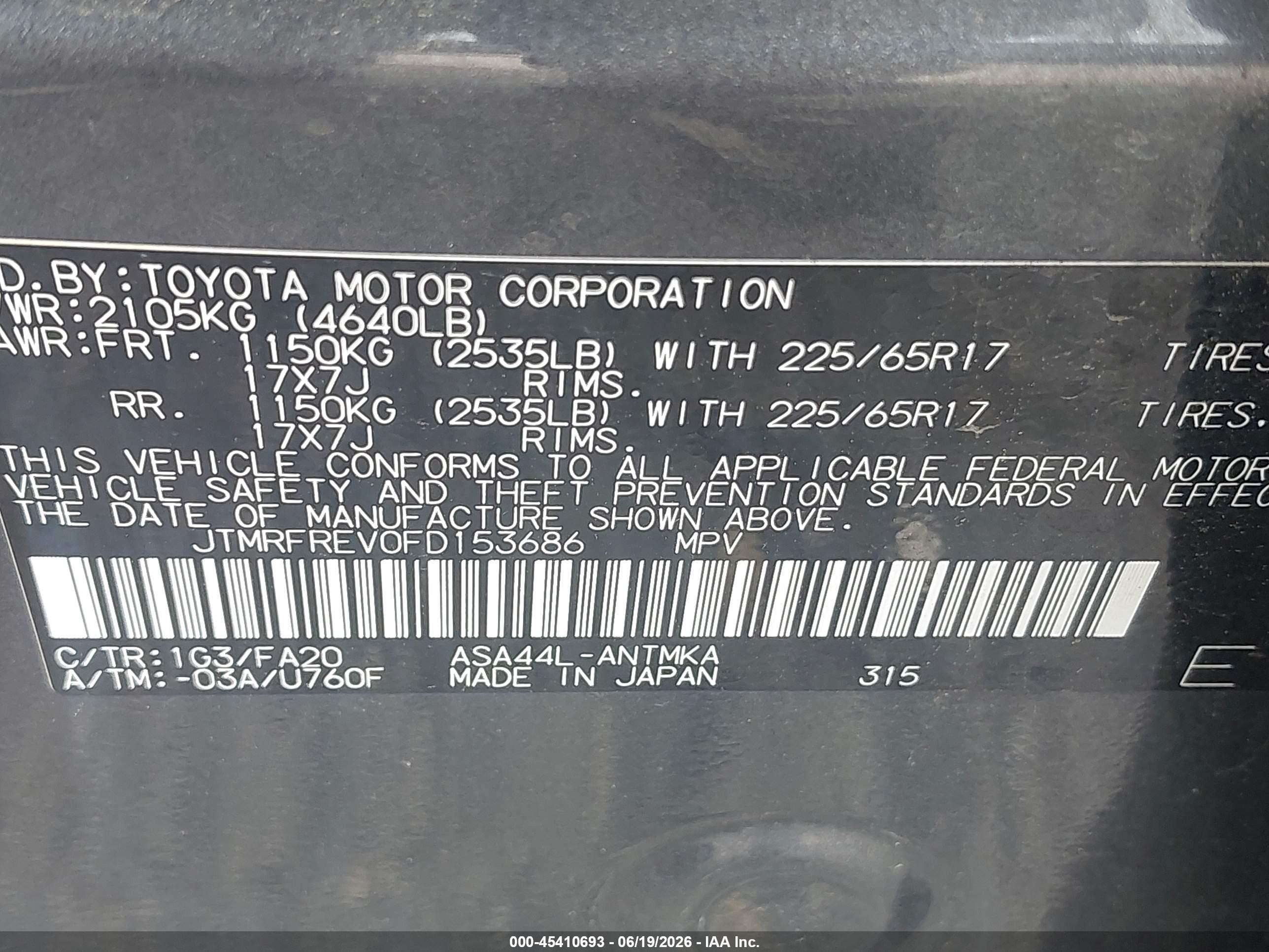2015 Toyota Rav4 Xle Gray vin: JTMRFREV0FD153686