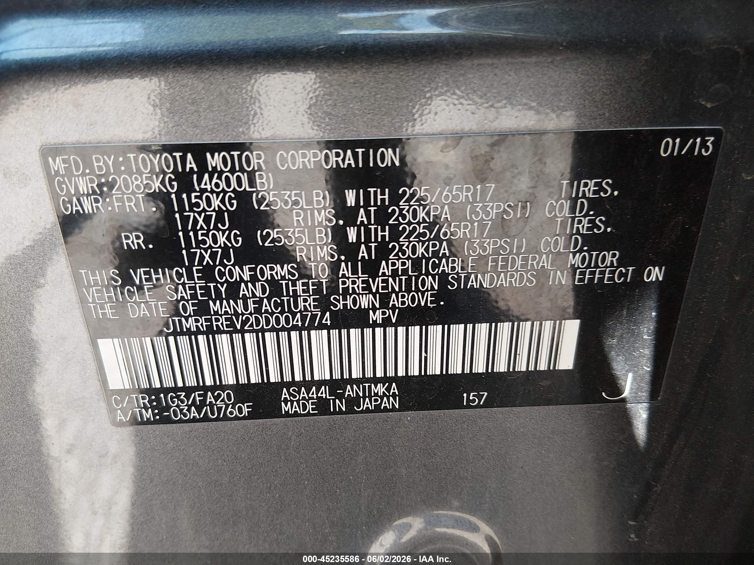 2013 Toyota Rav4 Xle Gray vin: JTMRFREV2DD004774