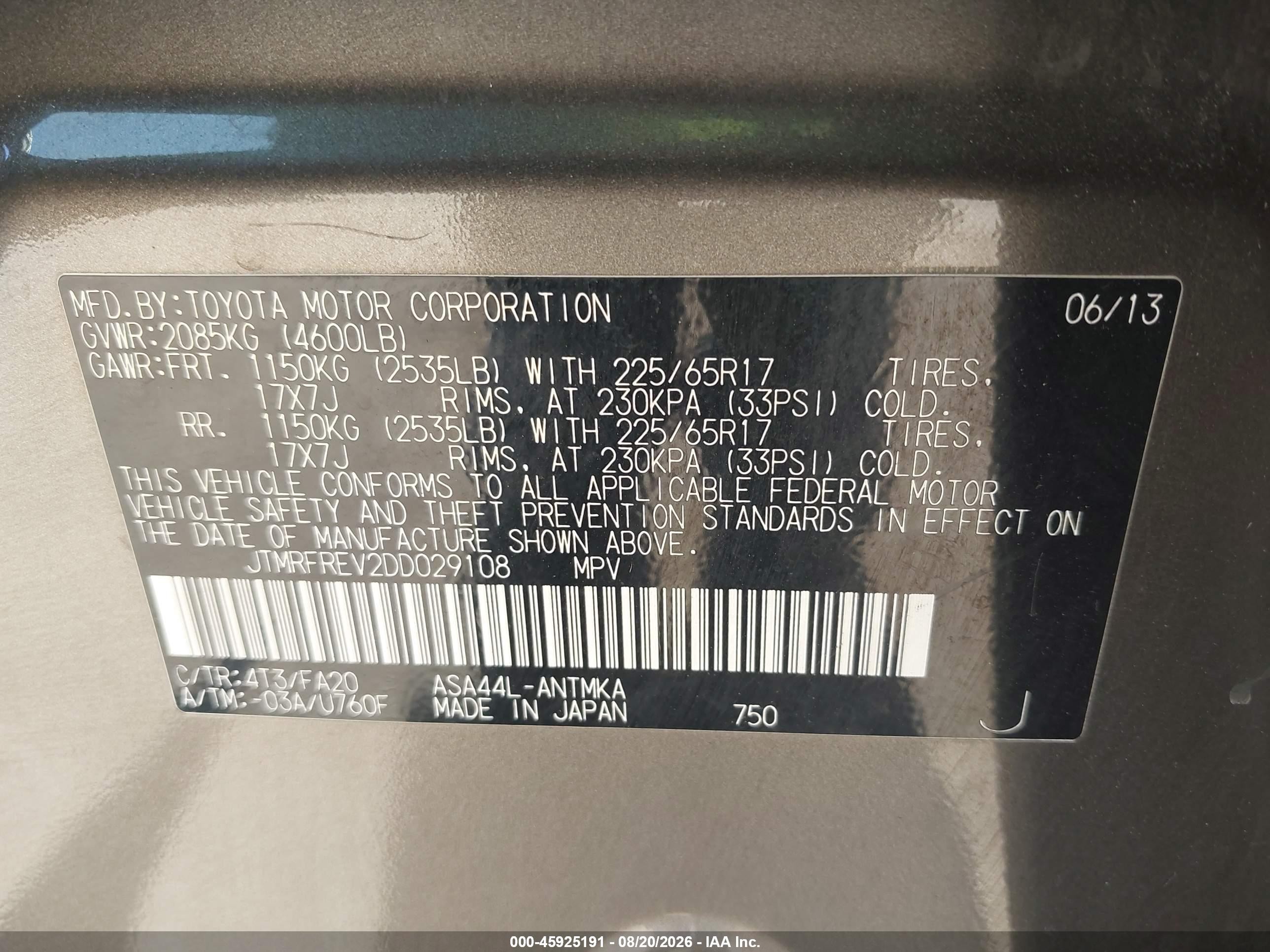 2013 Toyota Rav4 Xle Gray vin: JTMRFREV2DD029108