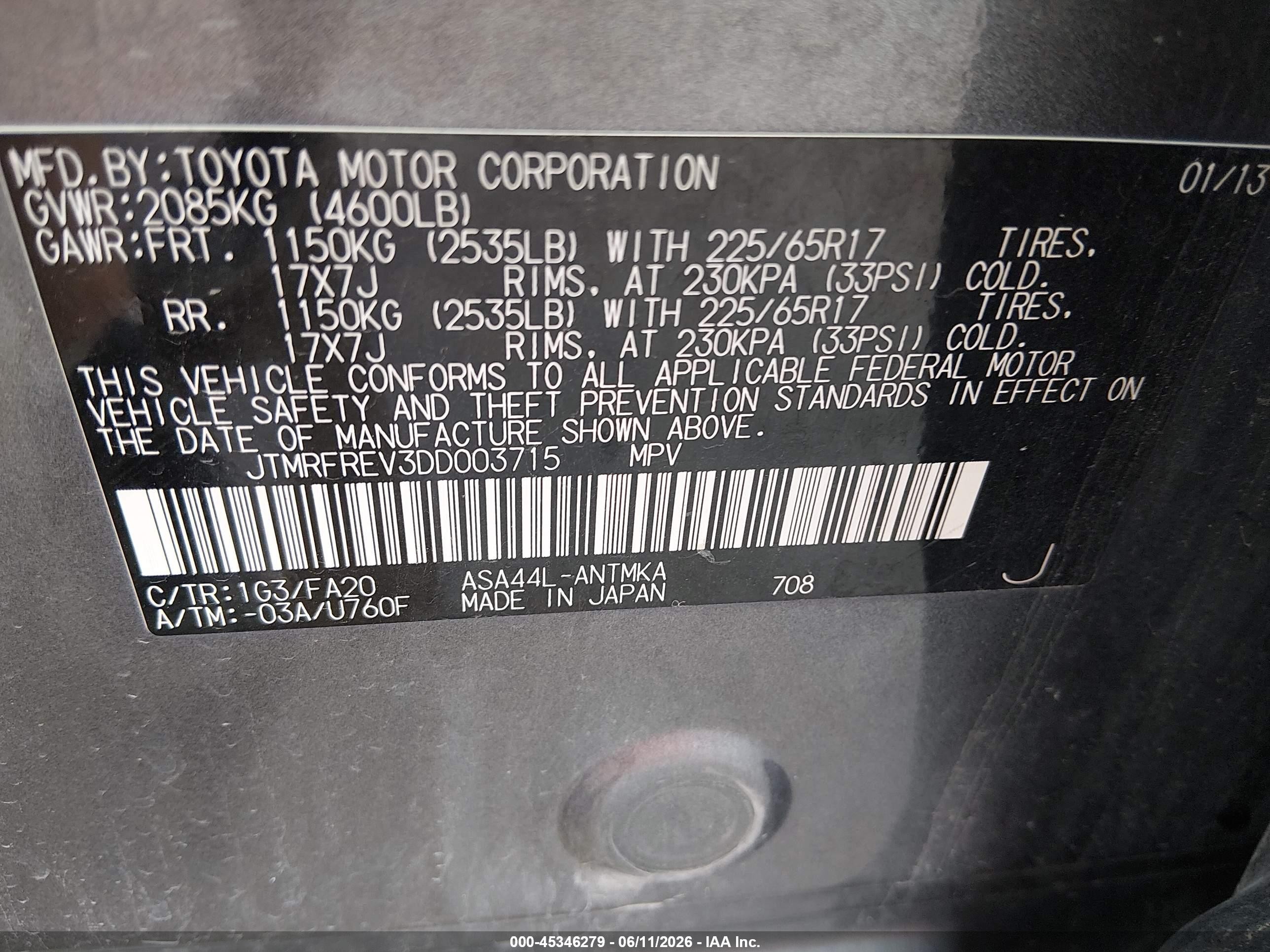 2013 Toyota Rav4 Xle Gray vin: JTMRFREV3DD003715