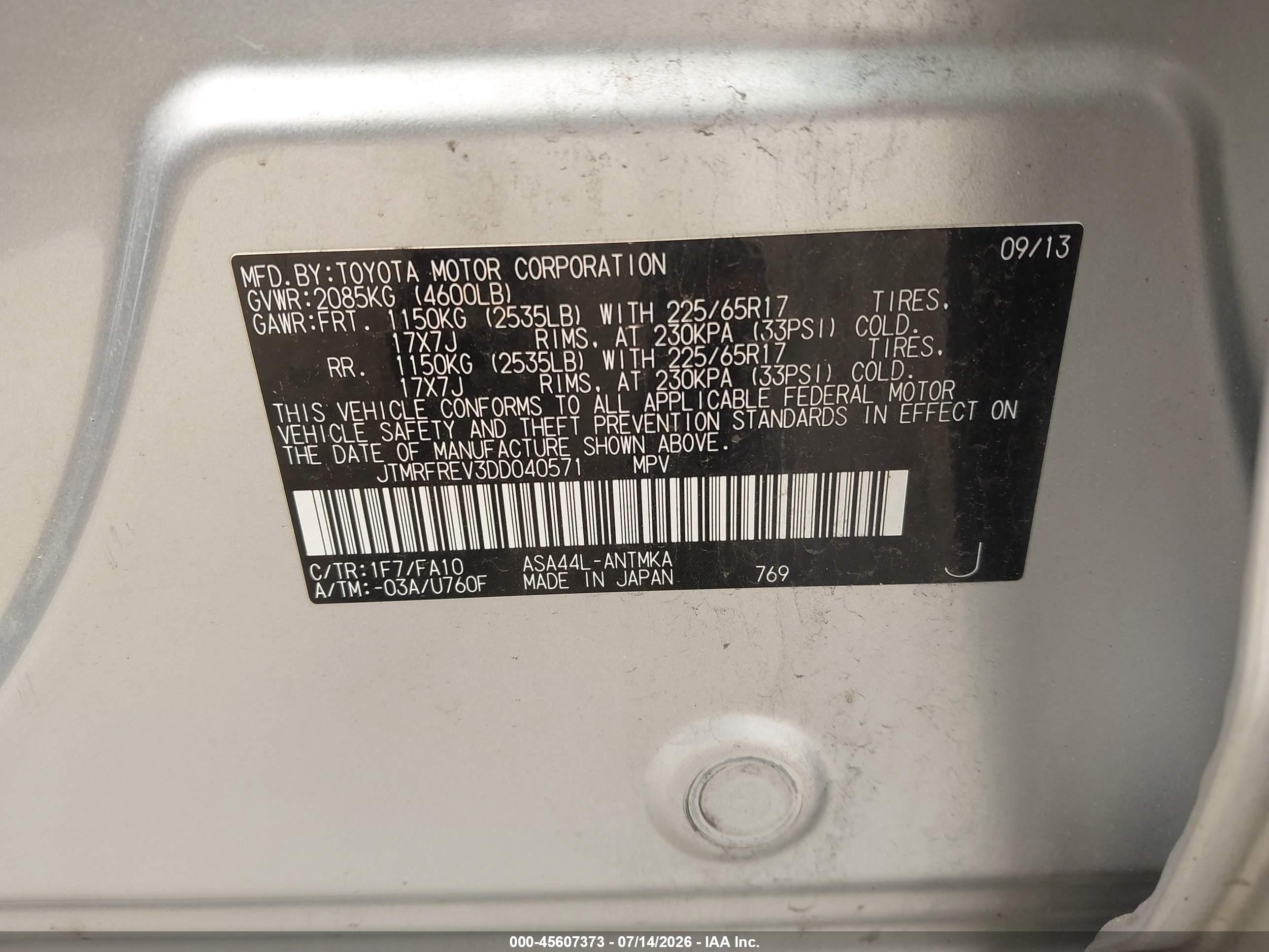 2013 Toyota Rav4 Xle Silver vin: JTMRFREV3DD040571