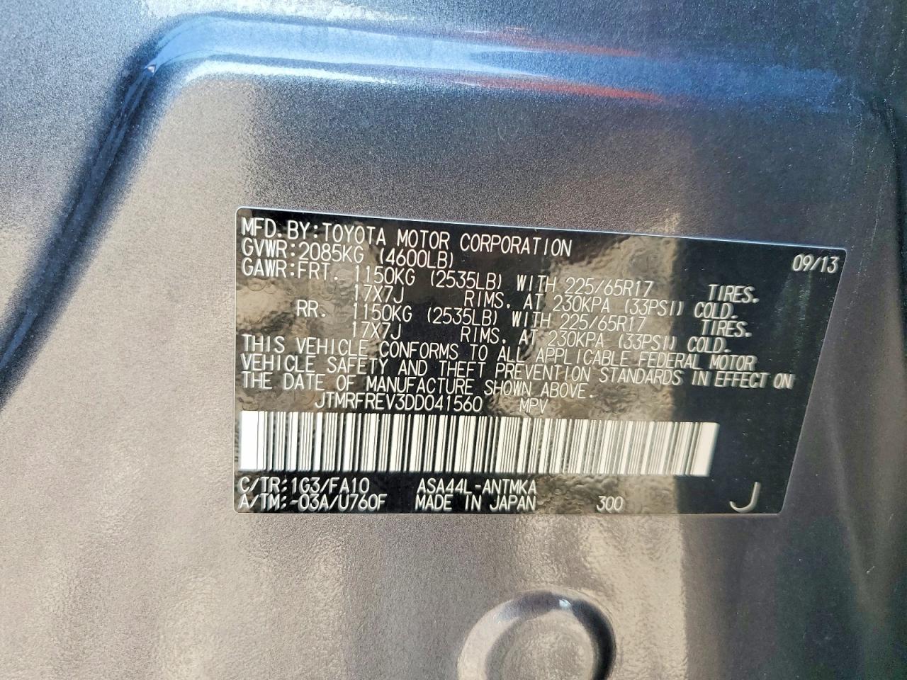 2013 Toyota Rav4 Xle Gray vin: JTMRFREV3DD041560