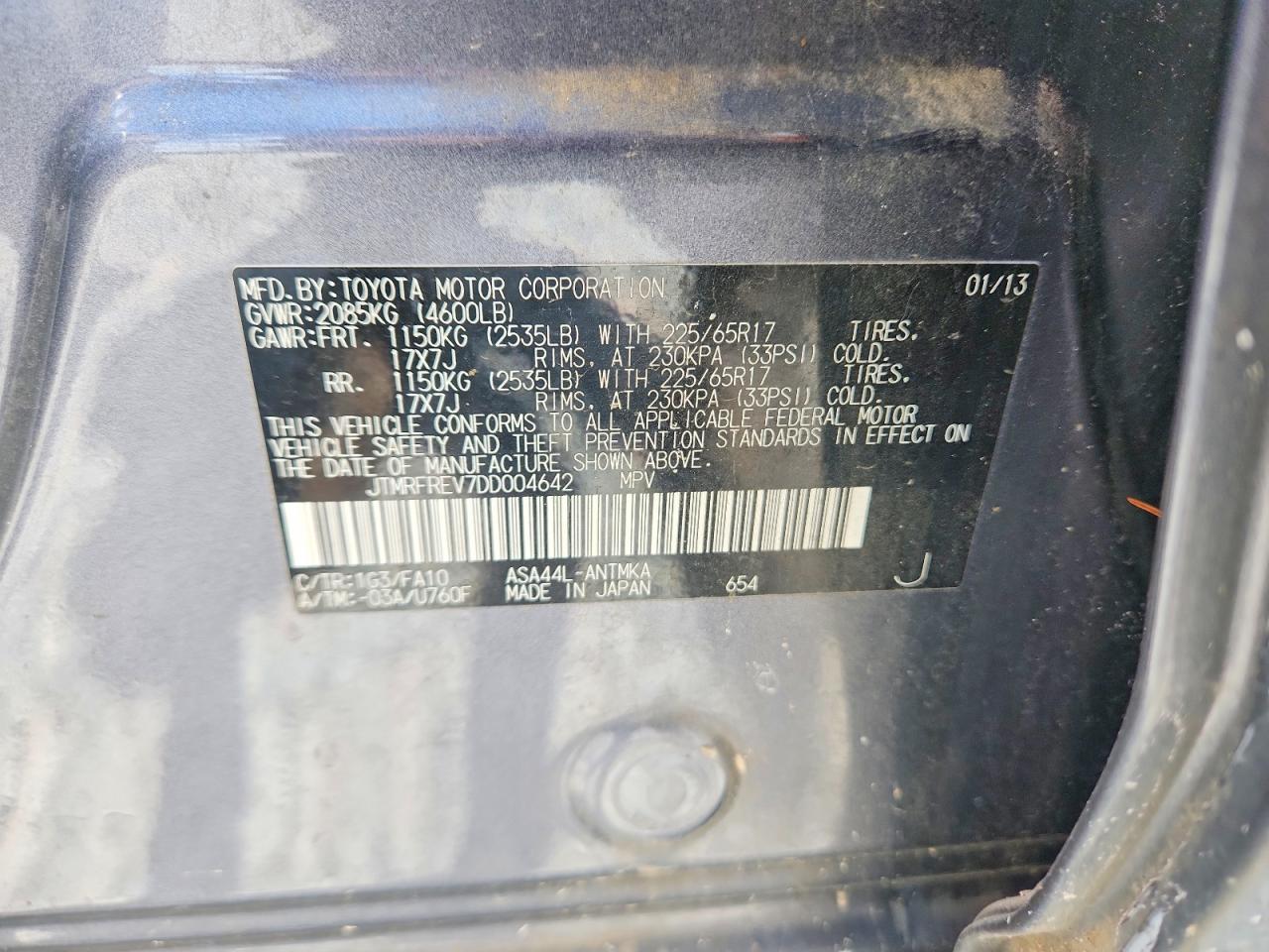 2013 Toyota Rav4 Xle Gray vin: JTMRFREV7DD004642
