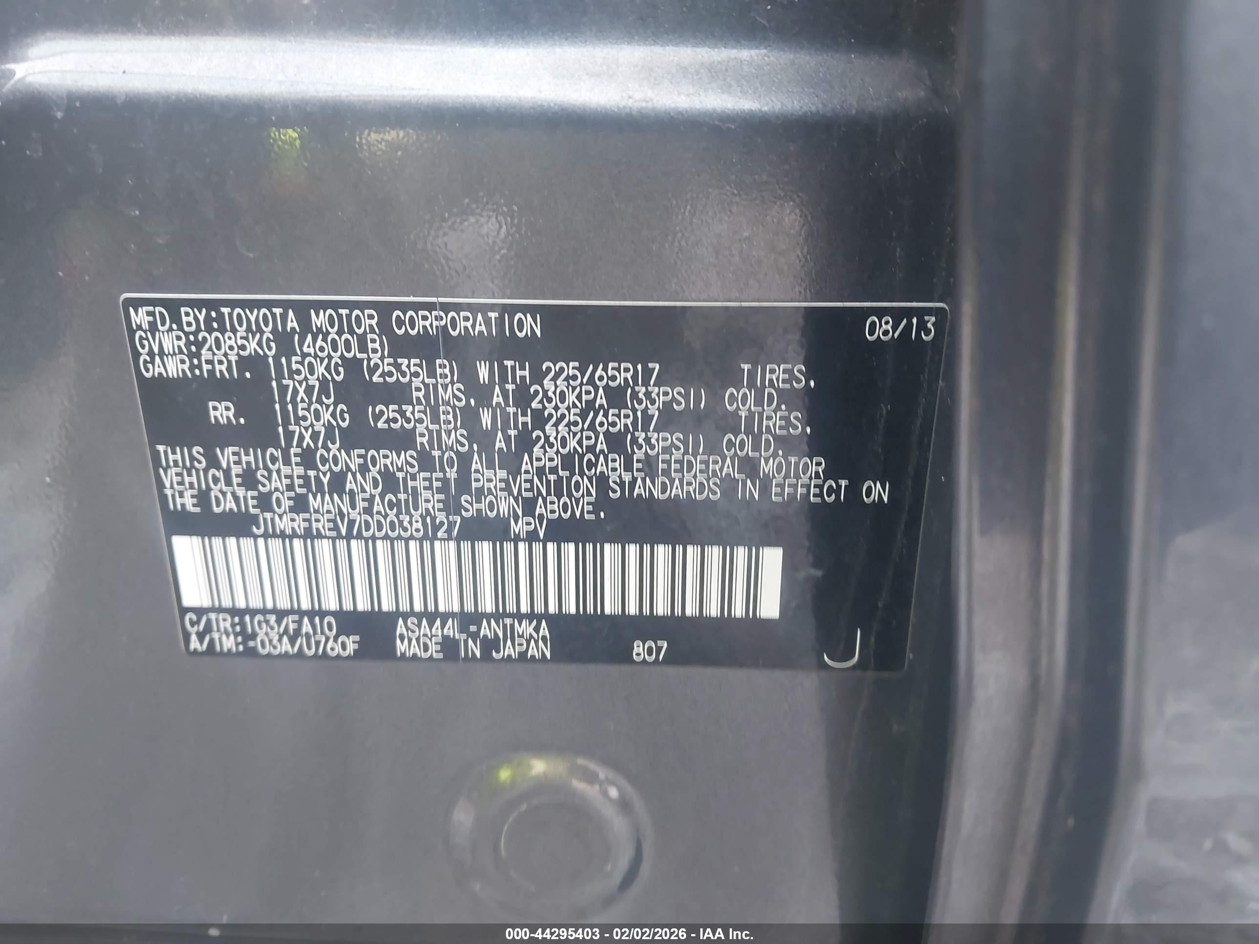 2013 Toyota Rav4 Xle Gray vin: JTMRFREV7DD038127