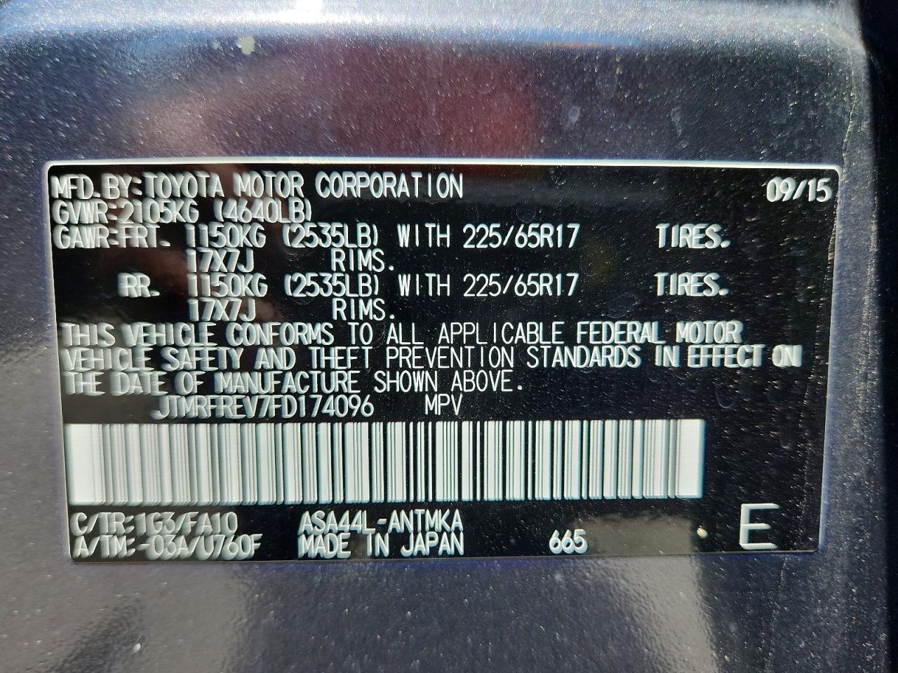 2015 Toyota Rav4 Xle Gray vin: JTMRFREV7FD174096