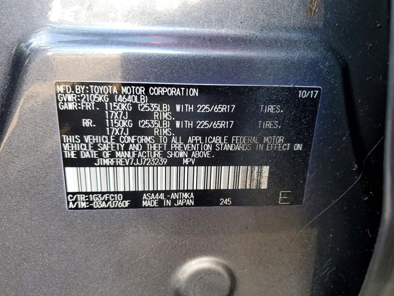 2018 Toyota Rav4 Xle Gray vin: JTMRFREV7JJ723239