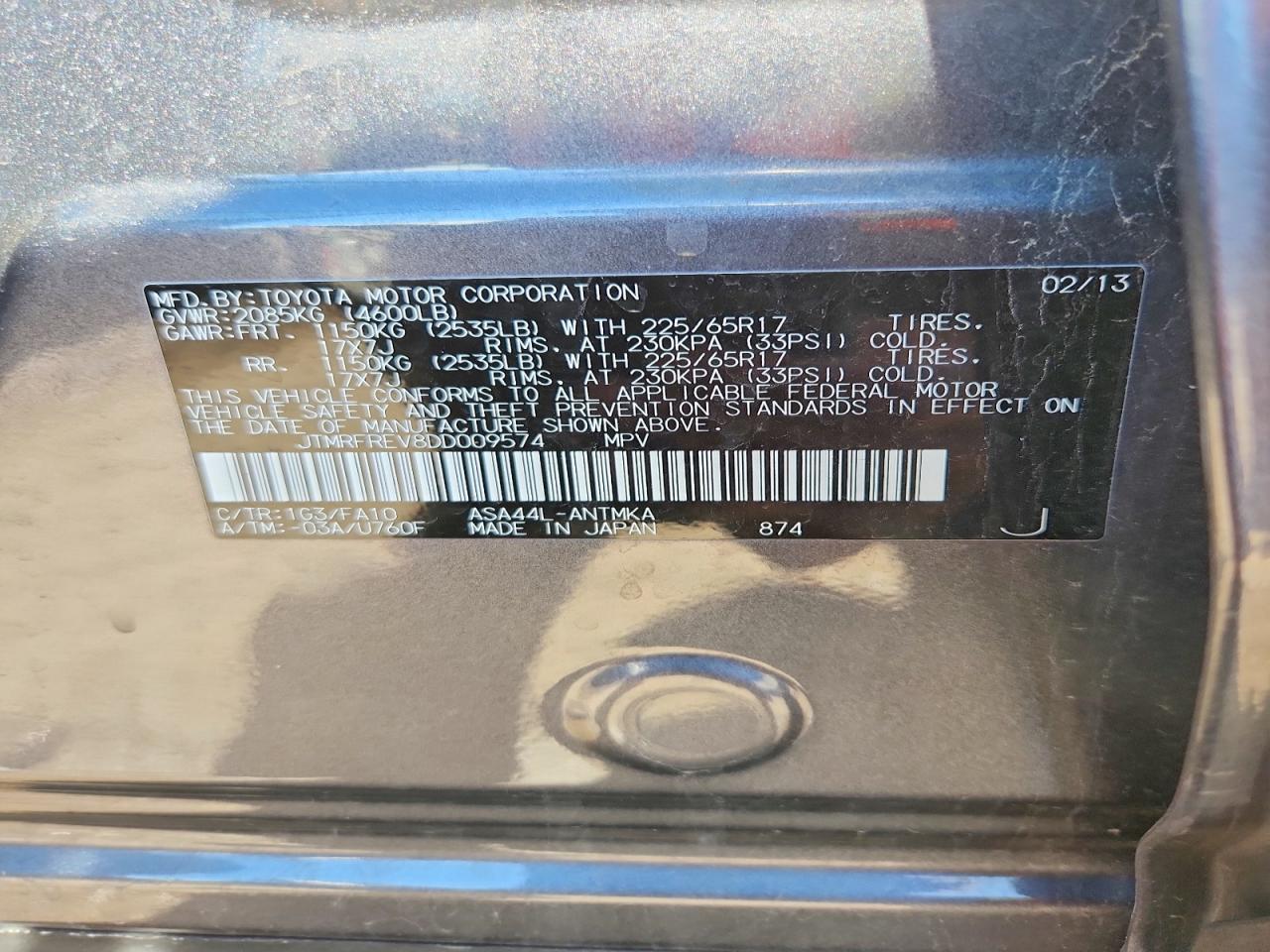 2013 Toyota Rav4 Xle Gray vin: JTMRFREV8DD009574