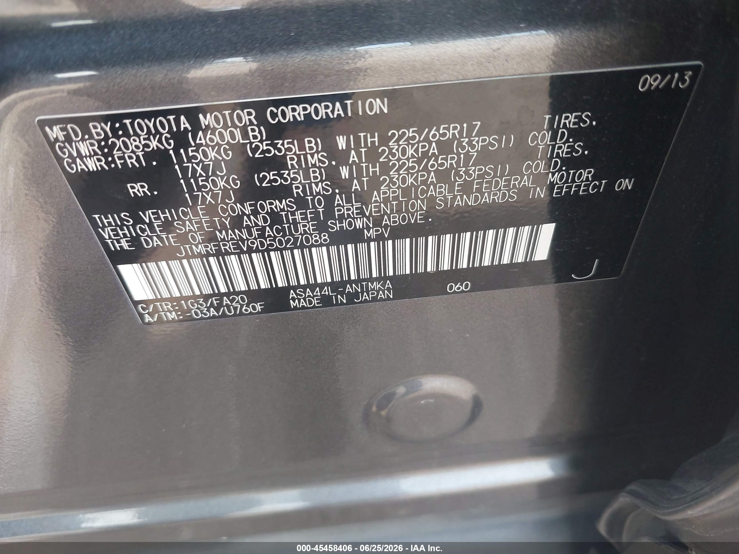 2013 Toyota Rav4 Xle Gray vin: JTMRFREV9D5027088