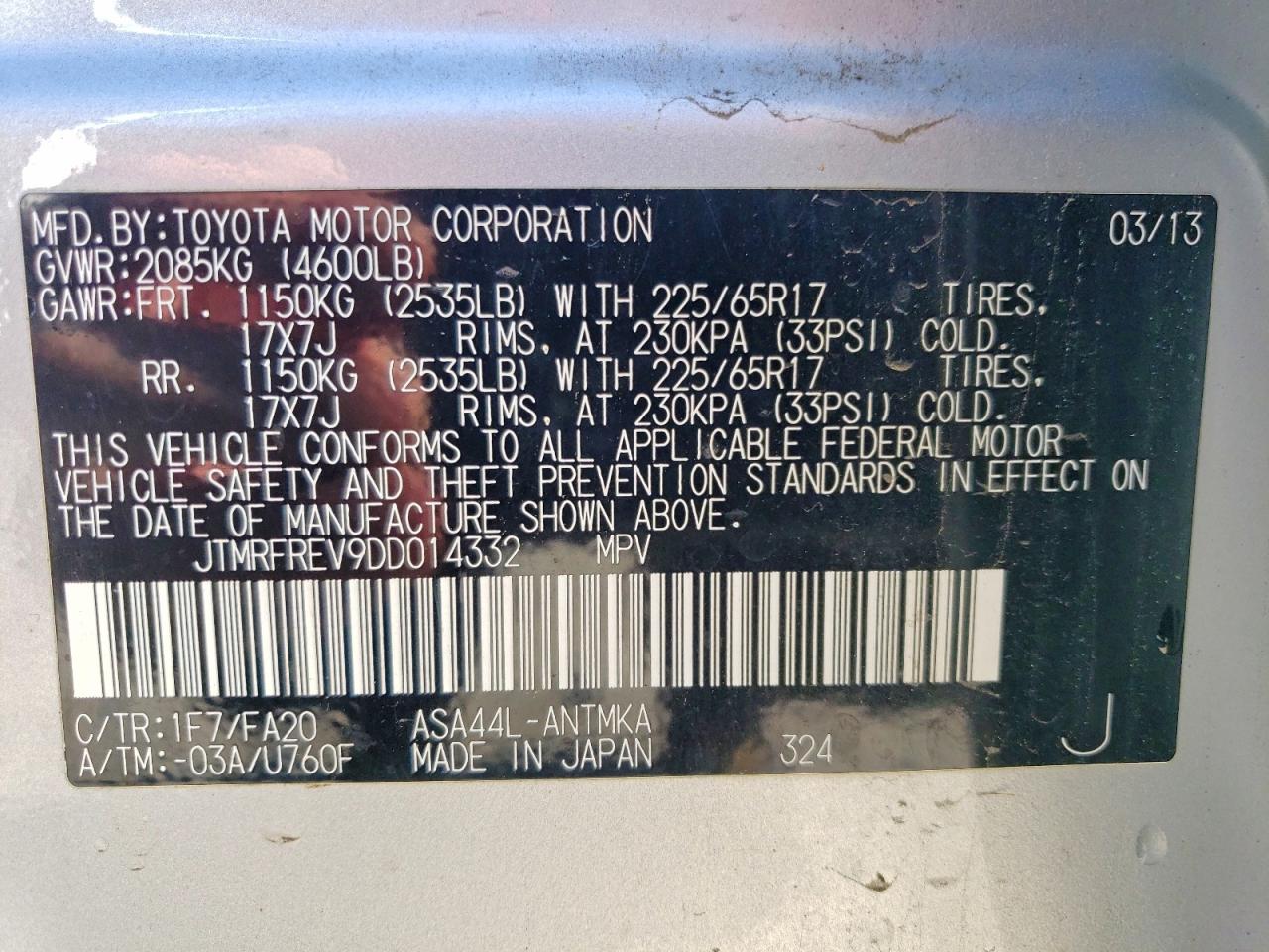2013 Toyota Rav4 Xle Silver vin: JTMRFREV9DD014332