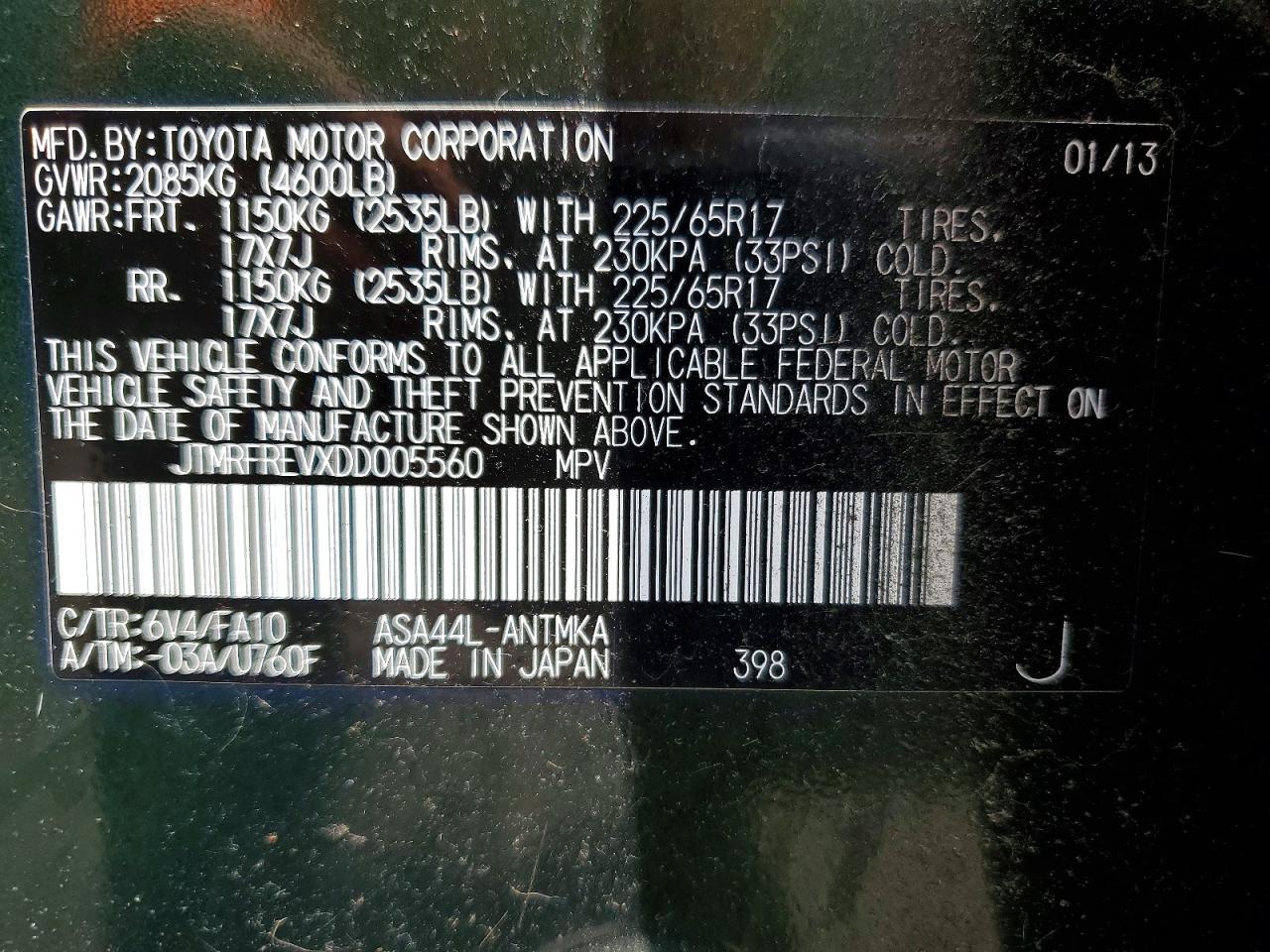 2013 Toyota Rav4 Xle Green vin: JTMRFREVXDD005560