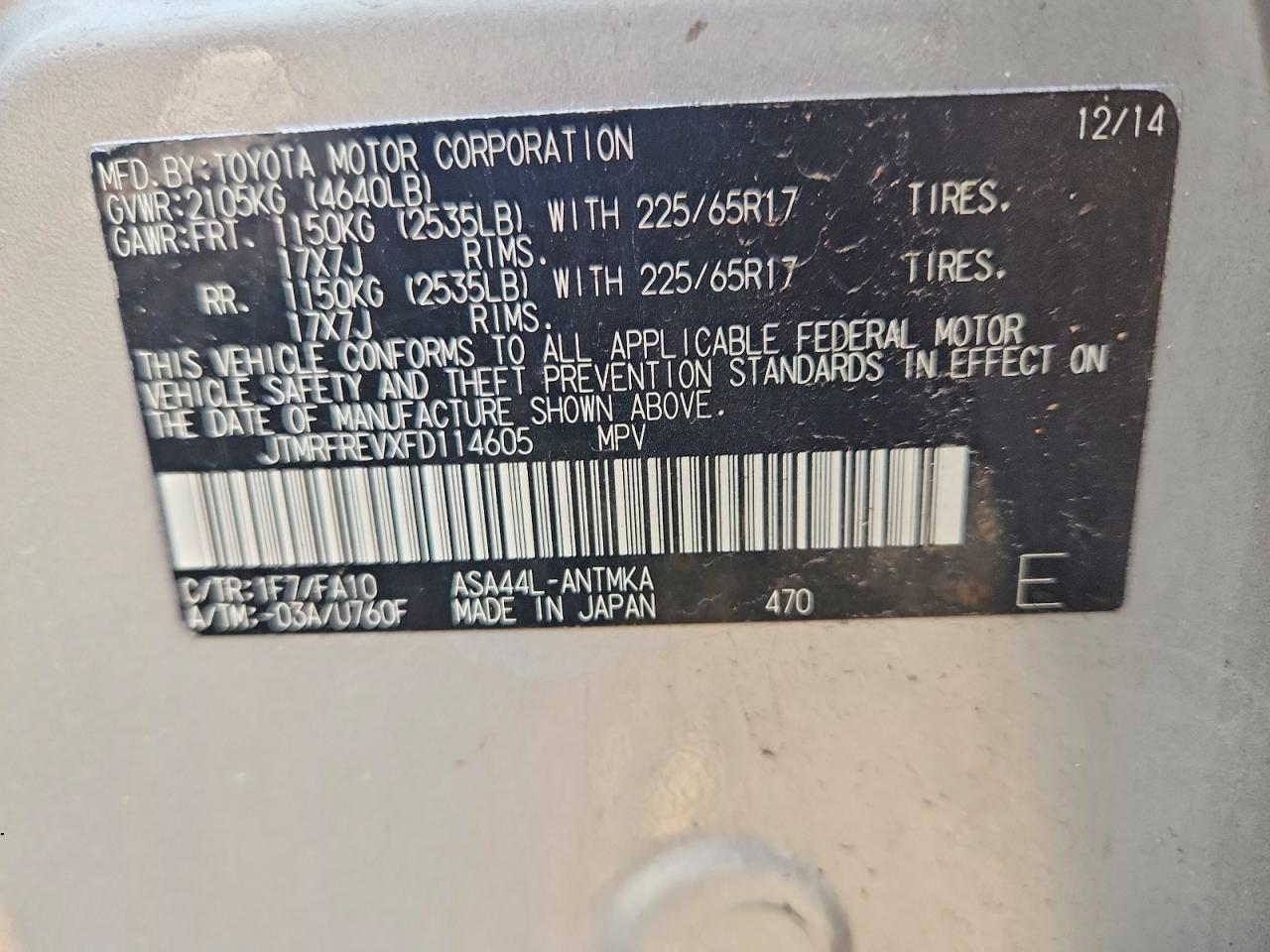 2015 Toyota Rav4 Xle Silver vin: JTMRFREVXFD114605