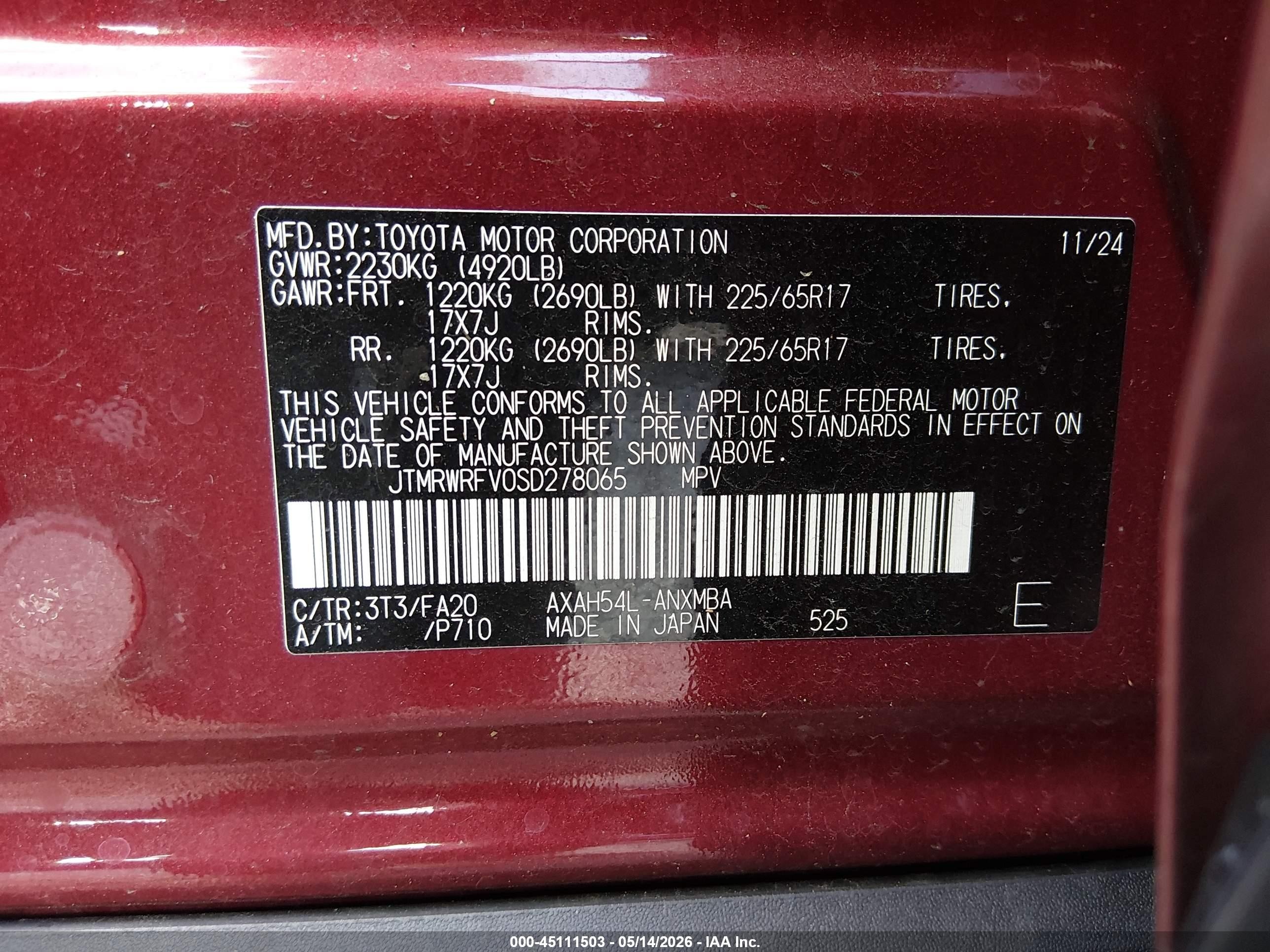 2025 Toyota Rav4 Hybrid Xle Red vin: JTMRWRFV0SD278065