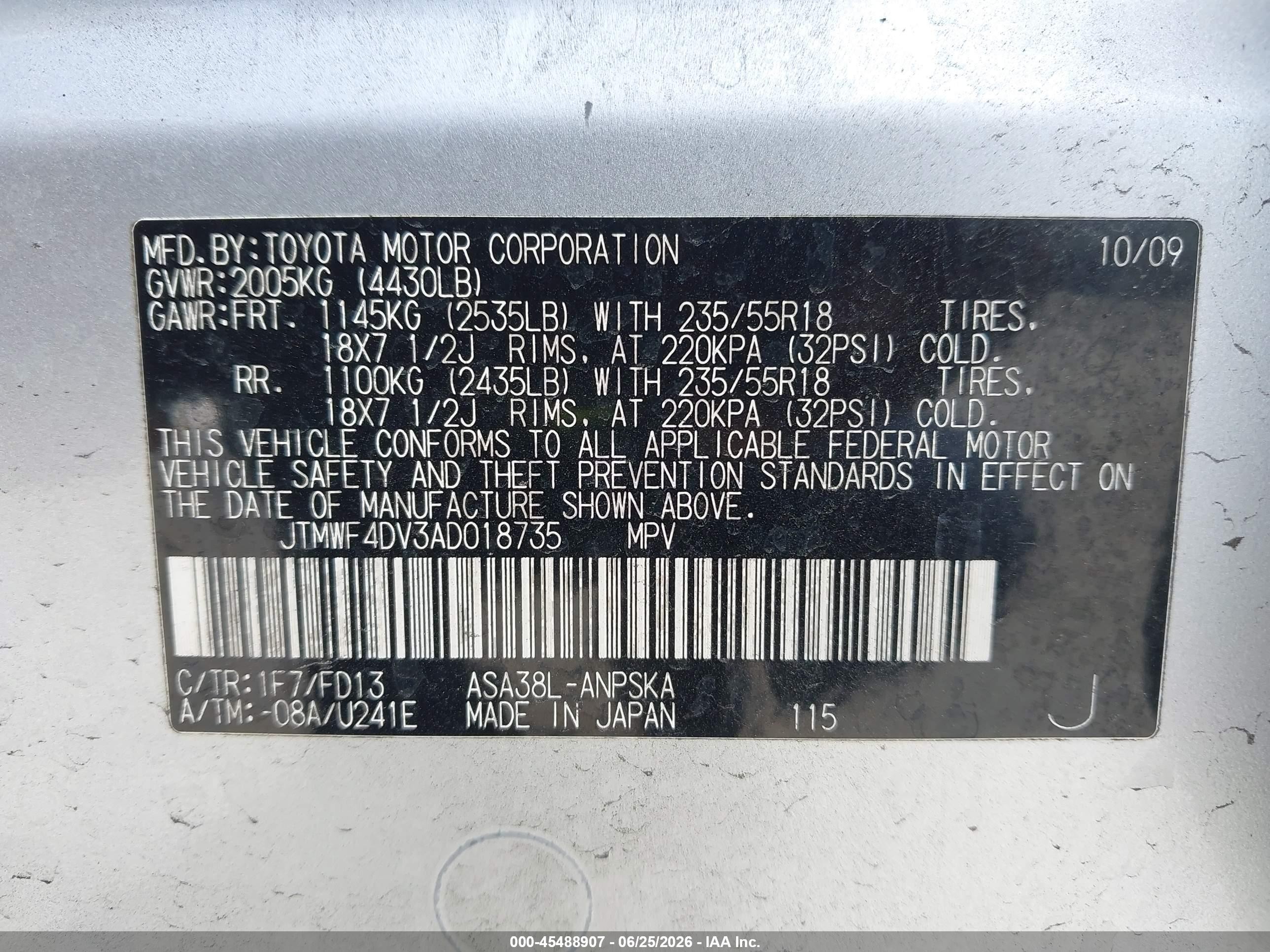 2010 Toyota Rav4 Sport Silver vin: JTMWF4DV3AD018735