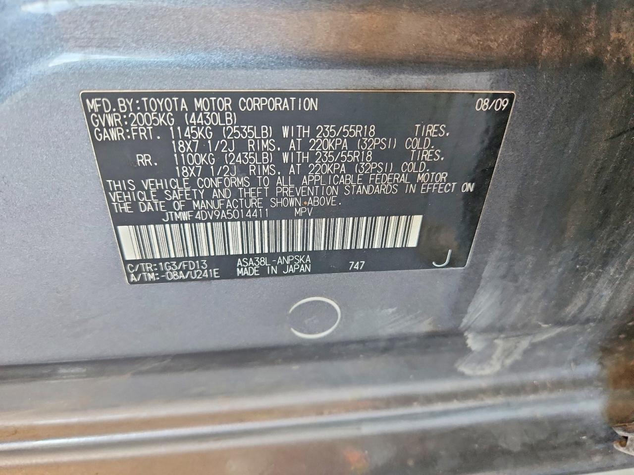 2010 Toyota Rav4 Sport Серый vin: JTMWF4DV9A5014411