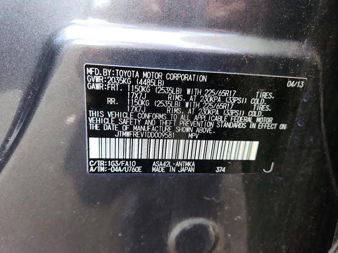 2013 Toyota Rav4 Sports Gray vin: JTMWFREV1DD009581