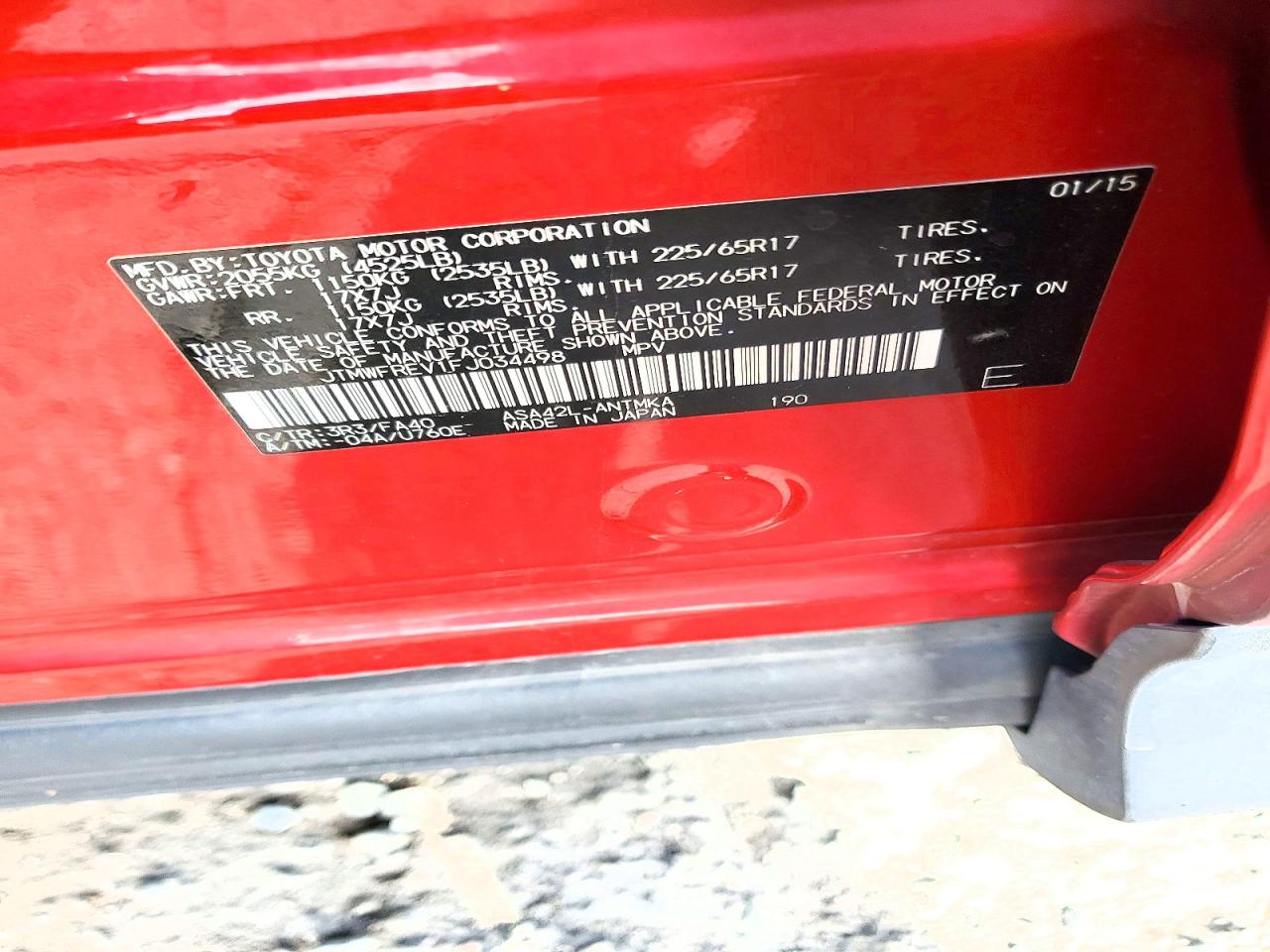 2015 Toyota Rav4 Xle Red vin: JTMWFREV1FJ034498