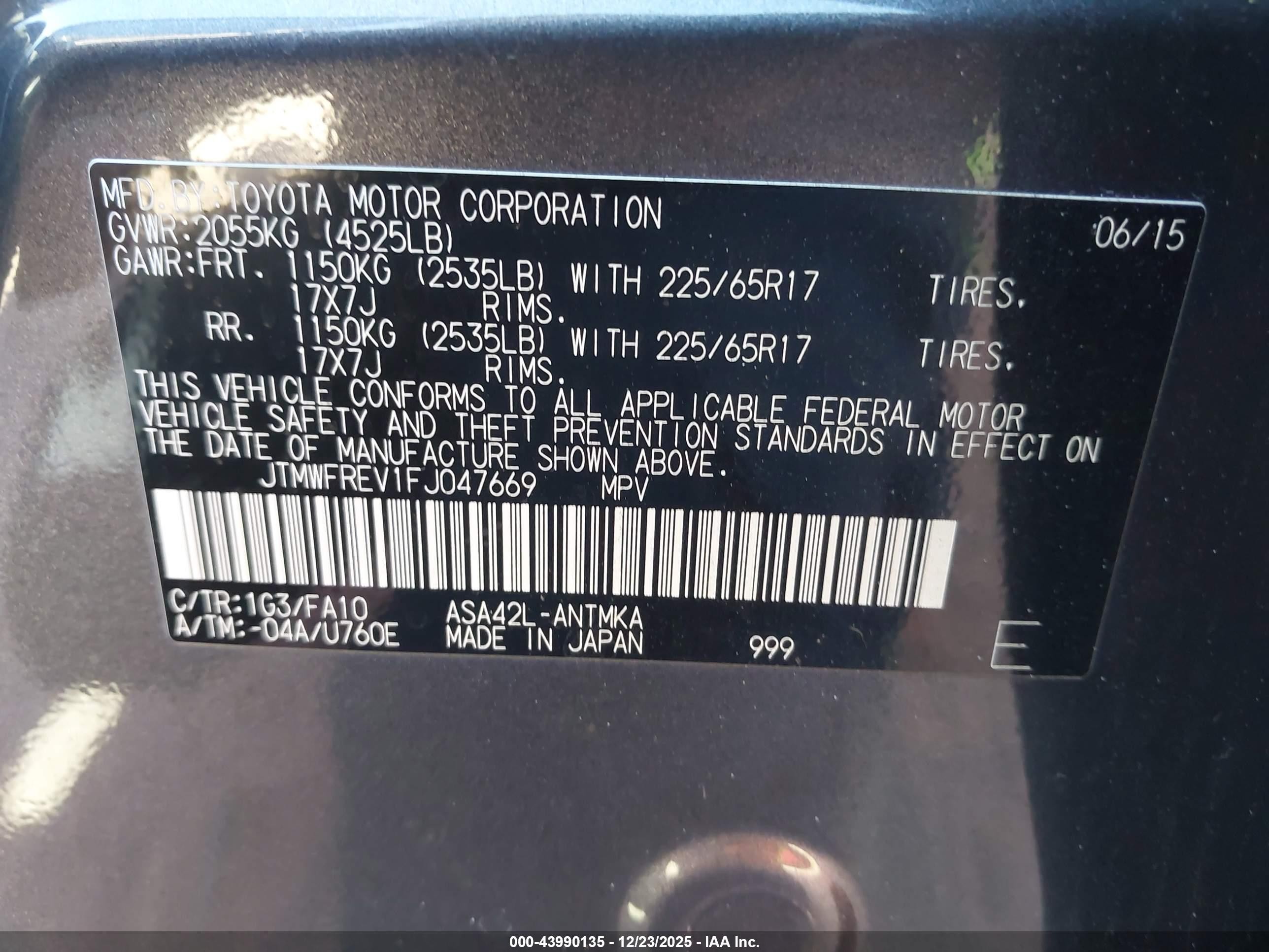 2015 Toyota Rav4 Xle Gray vin: JTMWFREV1FJ047669