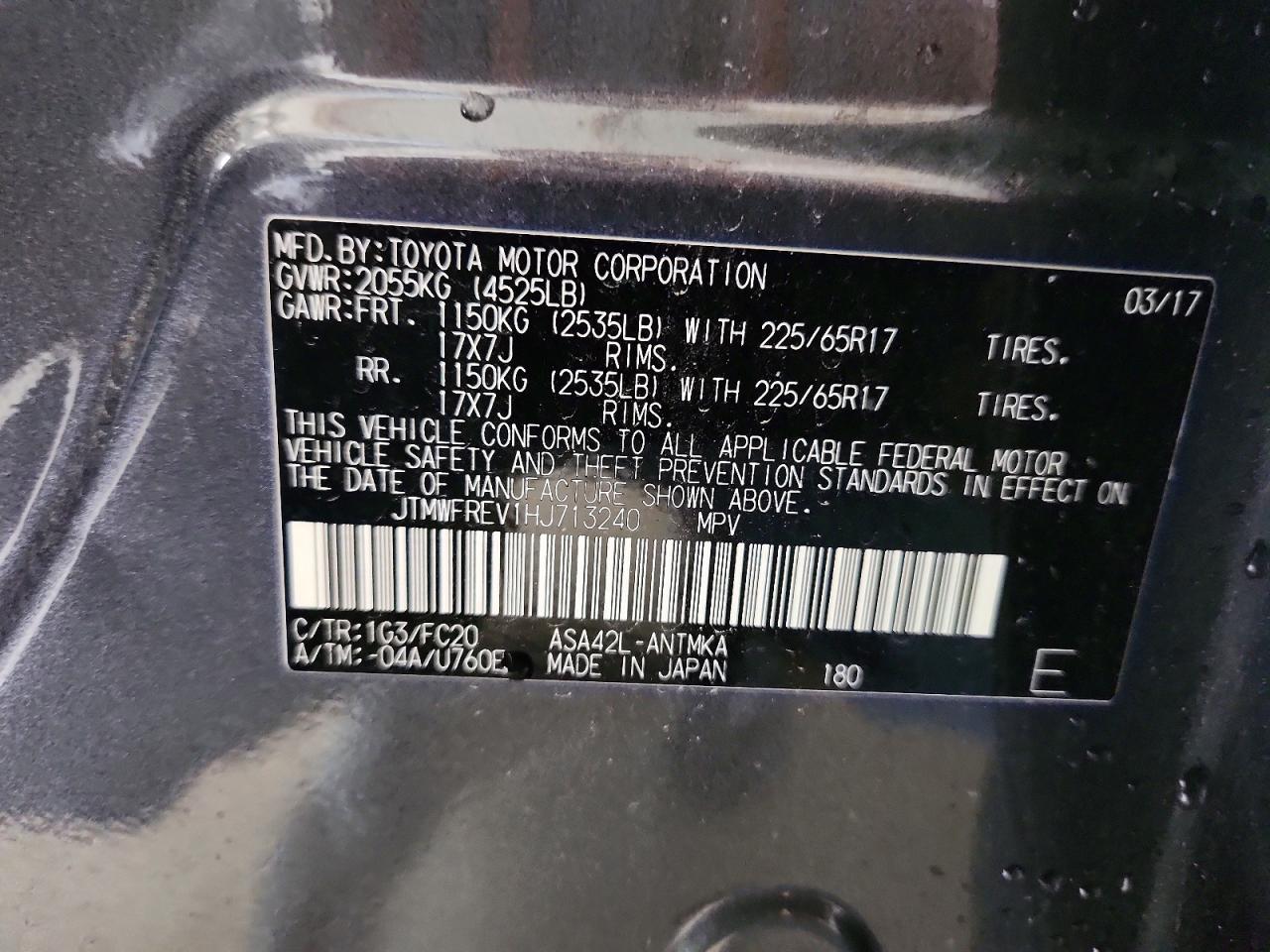 2017 Toyota Rav4 Xle Gray vin: JTMWFREV1HJ713240