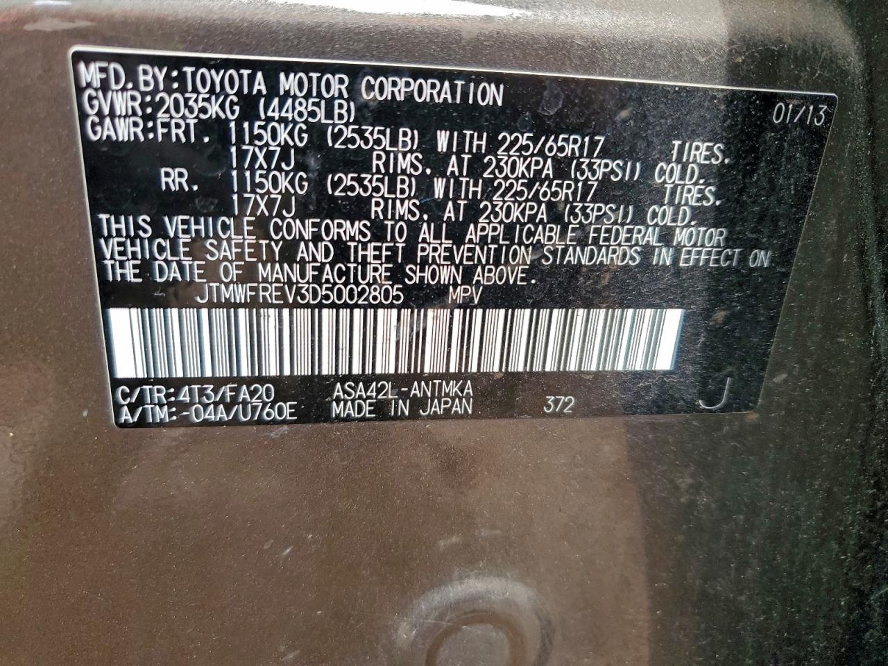 2013 Toyota Rav4 Xle Gray vin: JTMWFREV3D5002805