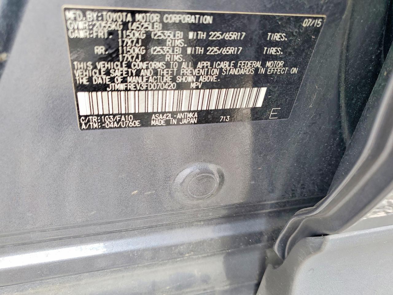 2015 Toyota Rav4 Xle Gray vin: JTMWFREV3FD070420