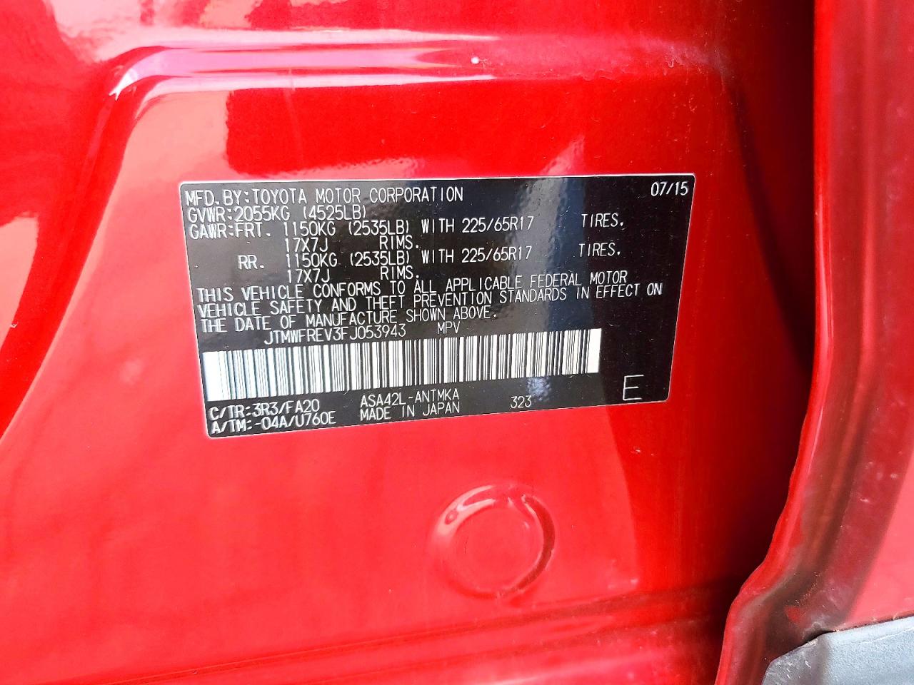 2015 Toyota Rav4 Xle Red vin: JTMWFREV3FJ053943