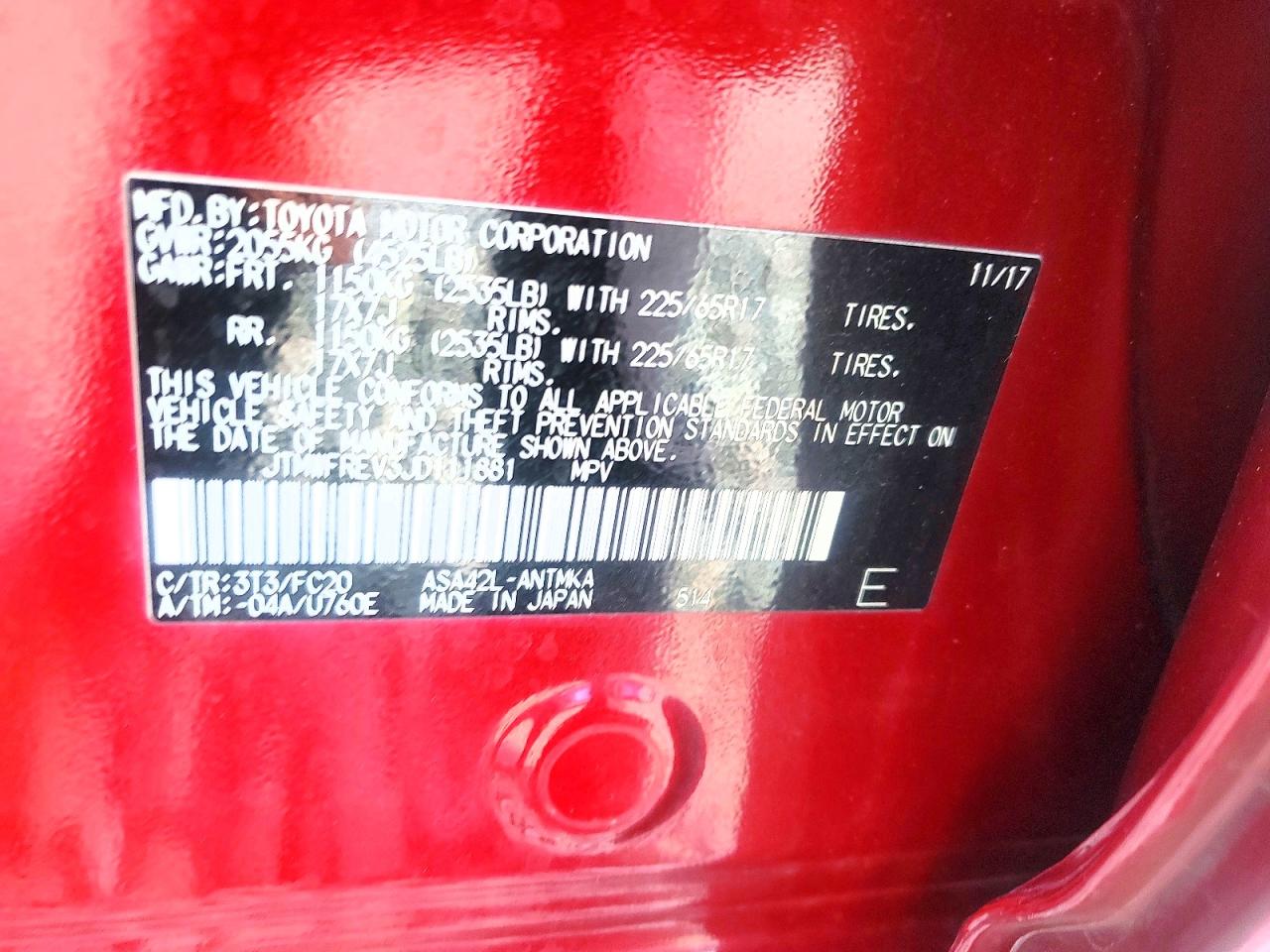 2018 Toyota Rav4 Xle Red vin: JTMWFREV3JD111881