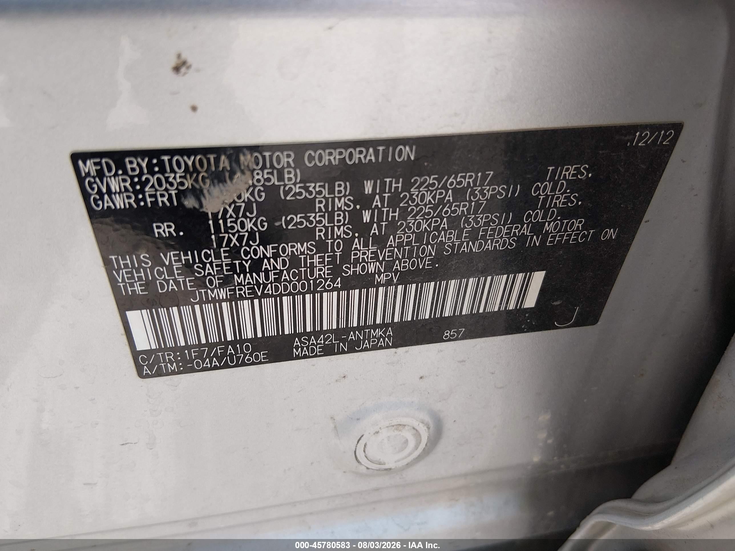 2013 Toyota Rav4 Xle Silver vin: JTMWFREV4DD001264