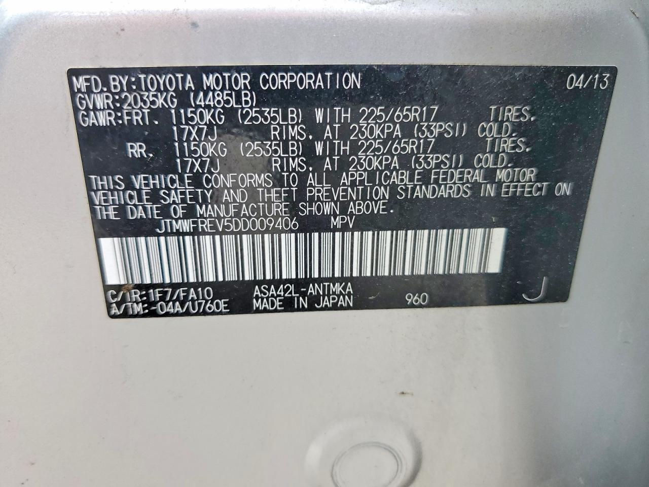 2013 Toyota Rav4 Xle Silver vin: JTMWFREV5DD009406