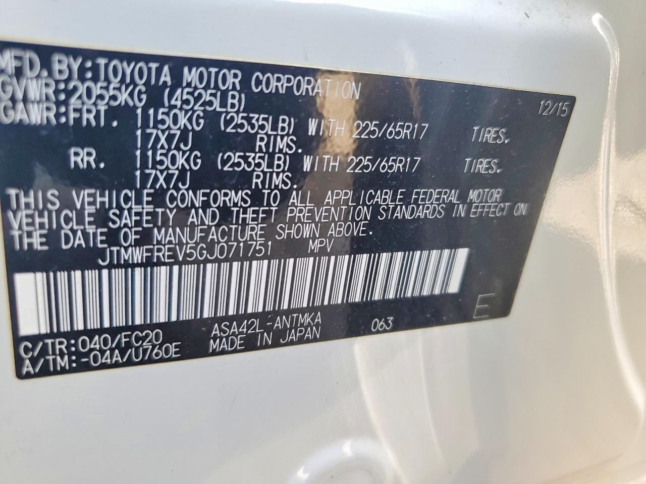 2016 Toyota Rav4 Xle White vin: JTMWFREV5GJ071751