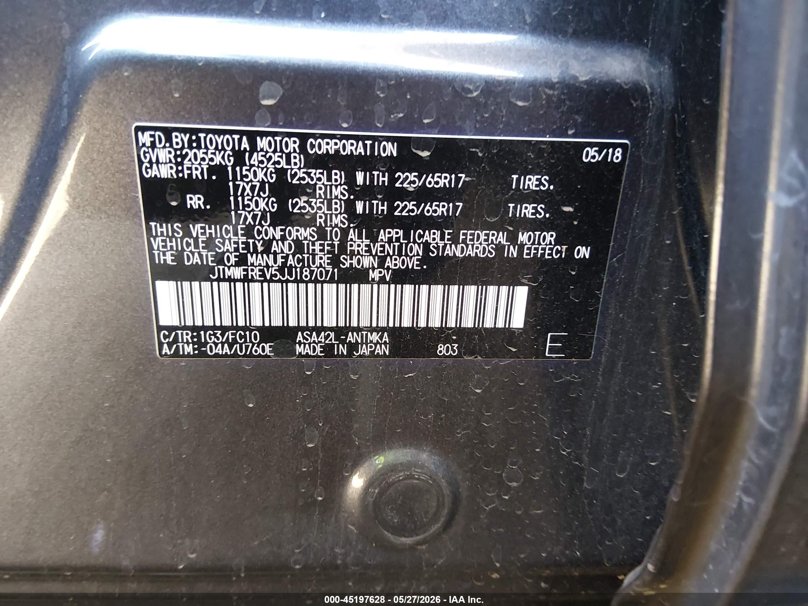 2018 Toyota Rav4 Xle Gray vin: JTMWFREV5JJ187071