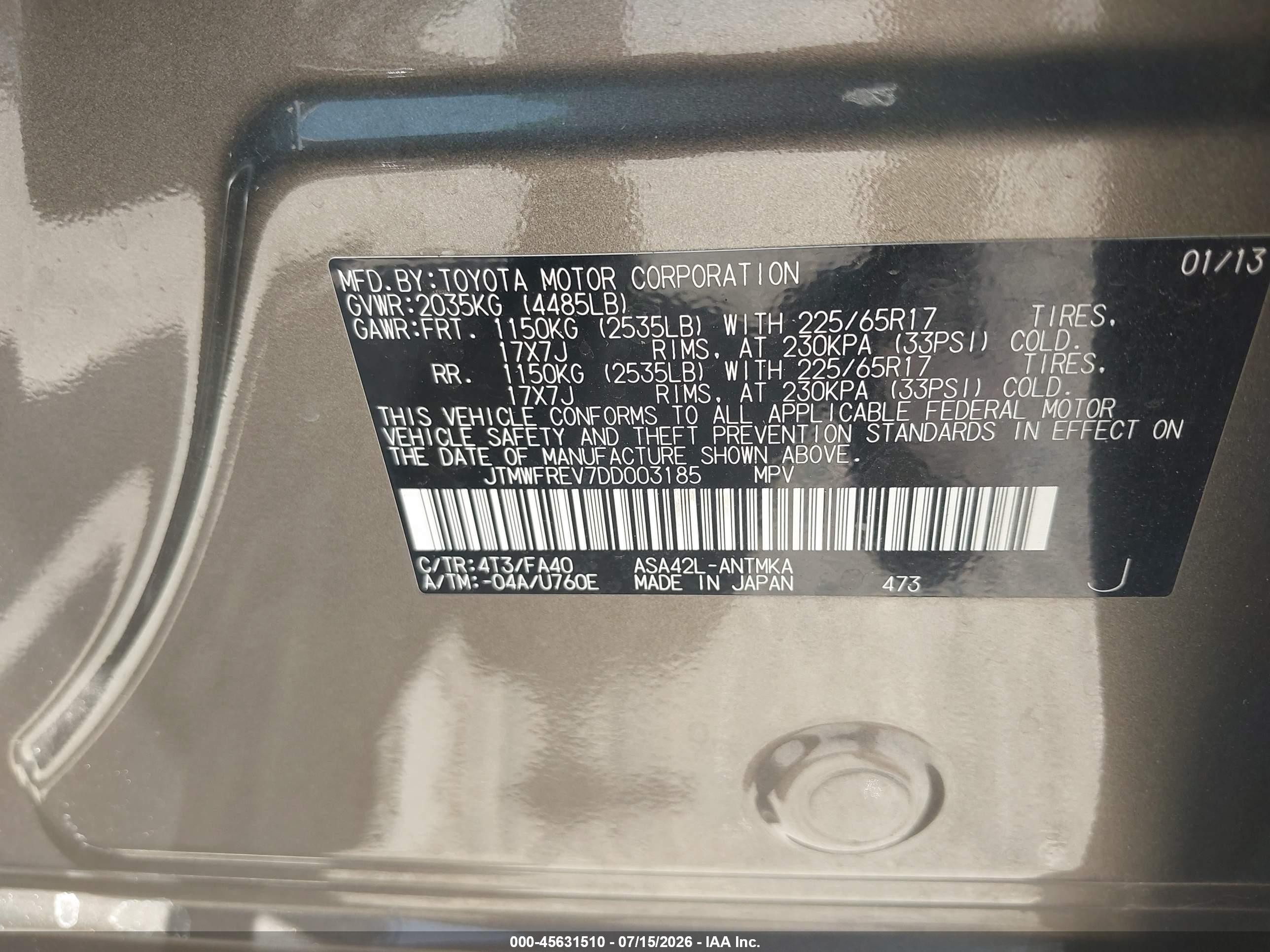2013 Toyota Rav4 Xle Gray vin: JTMWFREV7DD003185