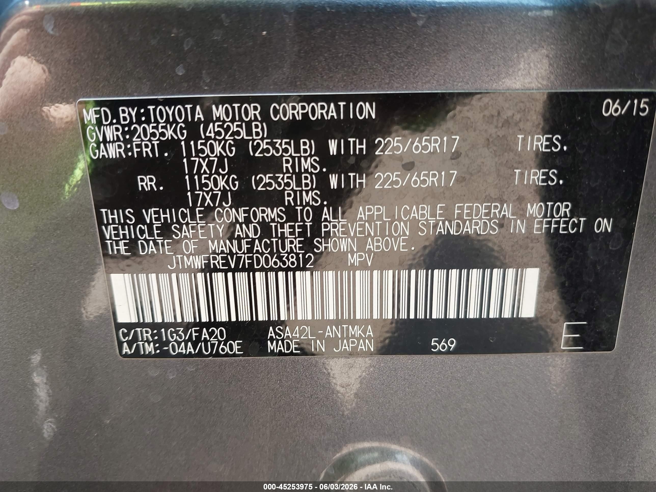 2015 Toyota Rav4 Xle Dark Blue vin: JTMWFREV7FD063812
