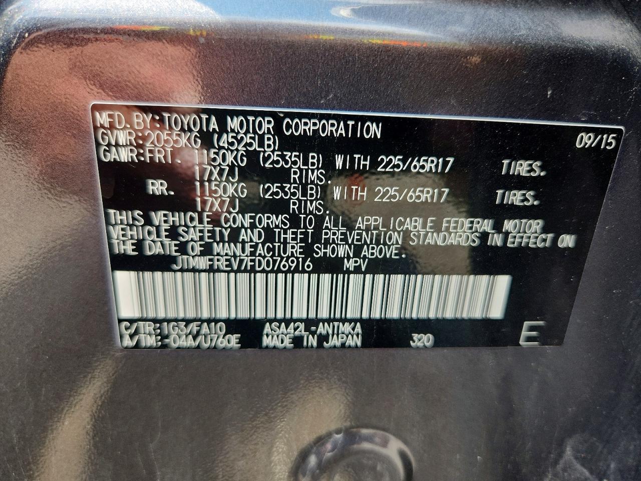 2015 Toyota Rav4 Xle Gray vin: JTMWFREV7FD076916