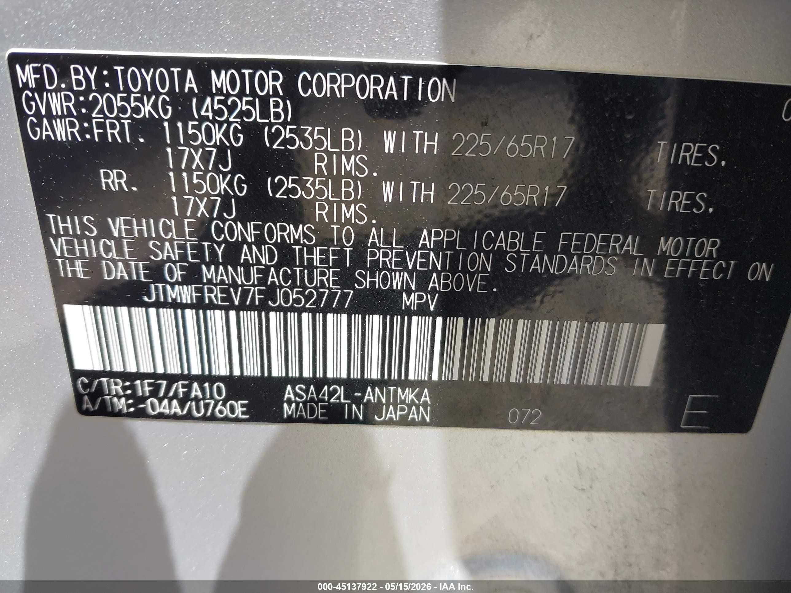2015 Toyota Rav4 Xle Gray vin: JTMWFREV7FJ052777