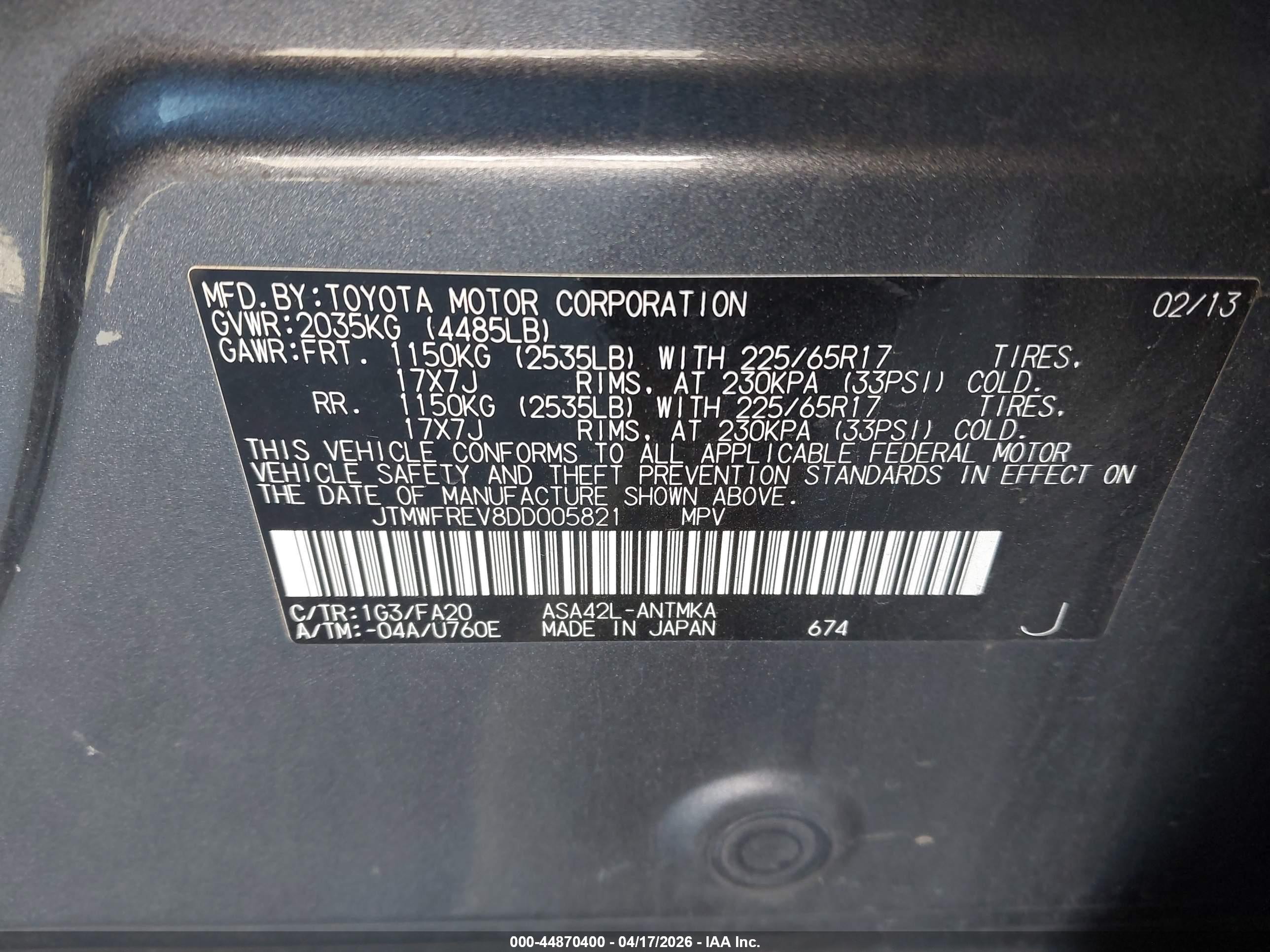 2013 Toyota Rav4 Xle Gray vin: JTMWFREV8DD005821