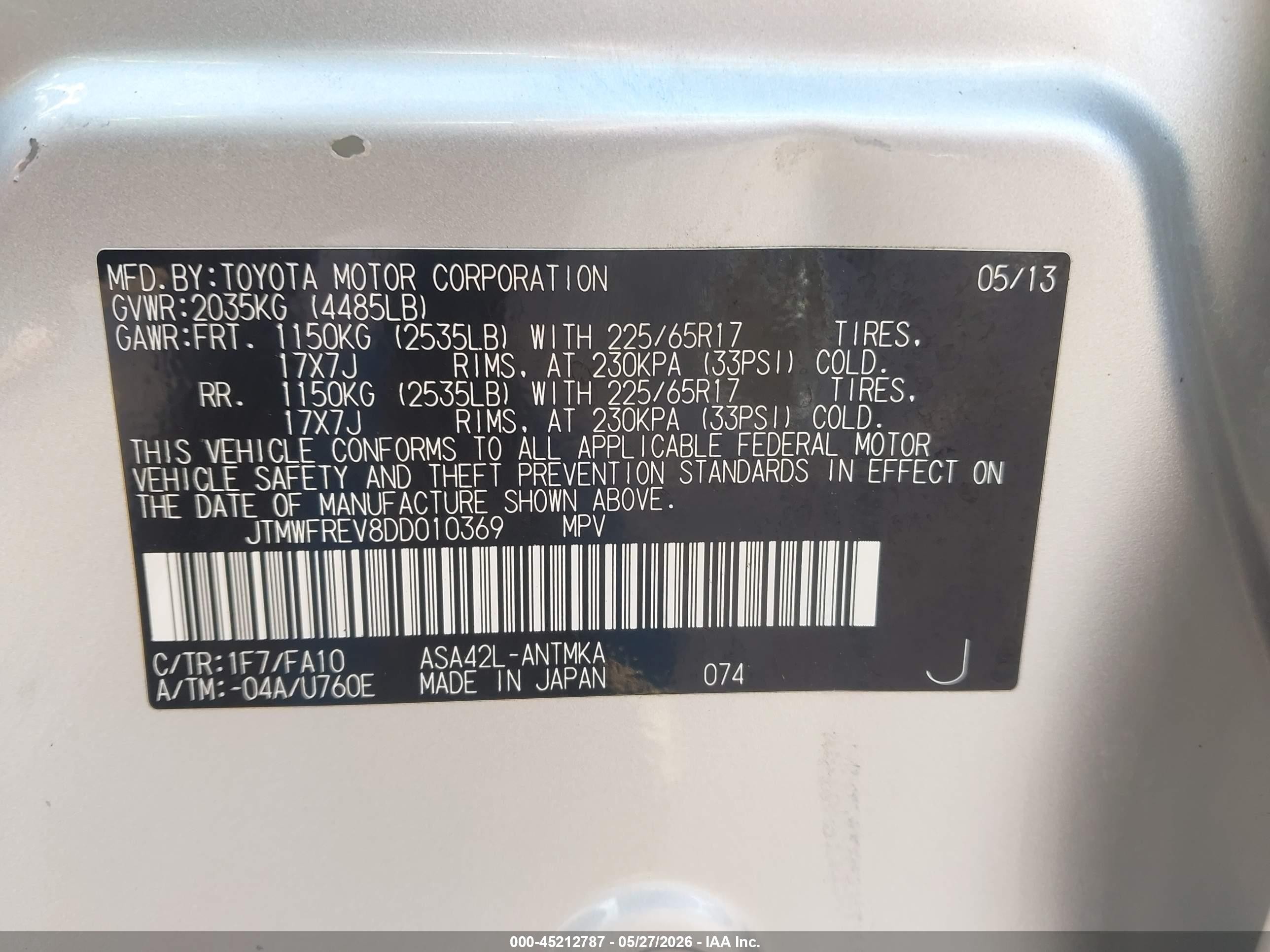 2013 Toyota Rav4 Xle Серебряный vin: JTMWFREV8DD010369