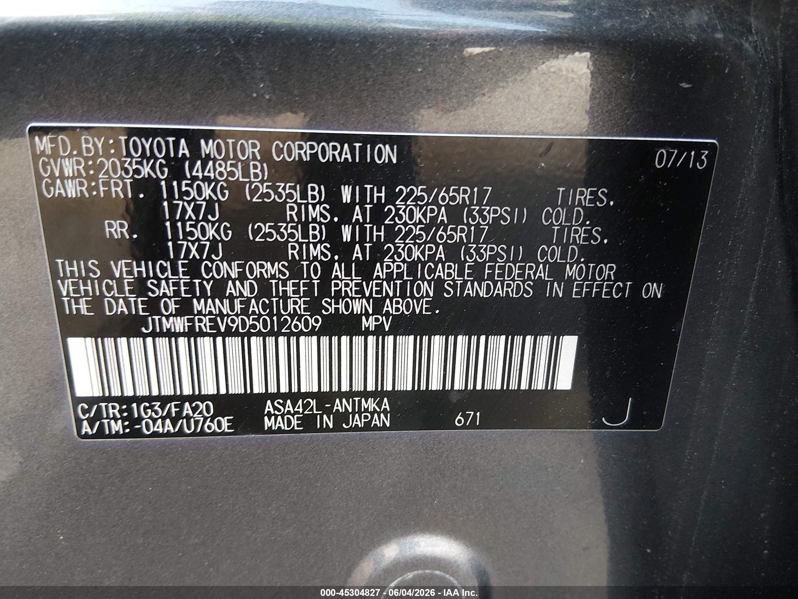 2013 Toyota Rav4 Xle Gray vin: JTMWFREV9D5012609