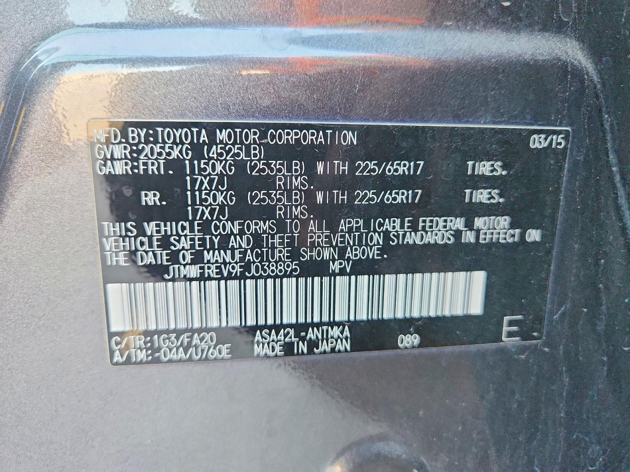 2015 Toyota Rav4 Xle Gray vin: JTMWFREV9FJ038895