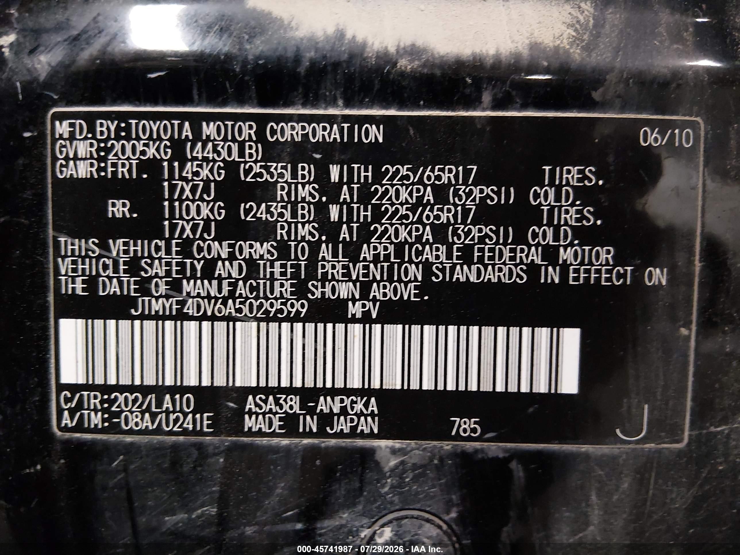 2010 Toyota Rav4 Limited Black vin: JTMYF4DV6A5029599
