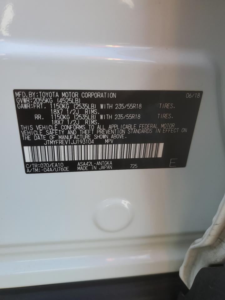 2018 Toyota Rav4 Limited White vin: JTMYFREV1JJ193104