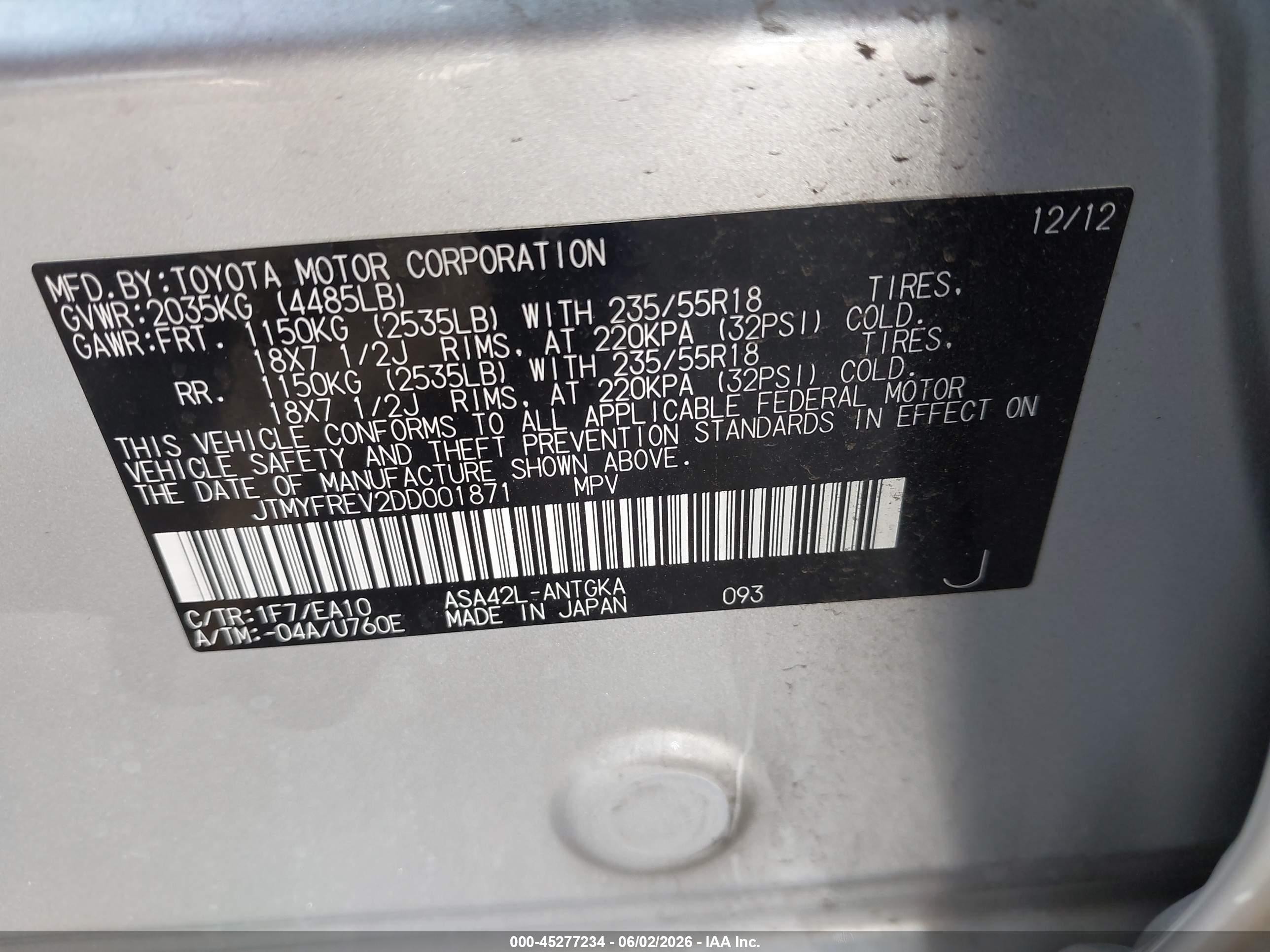 2013 Toyota Rav4 Limited Silver vin: JTMYFREV2DD001871