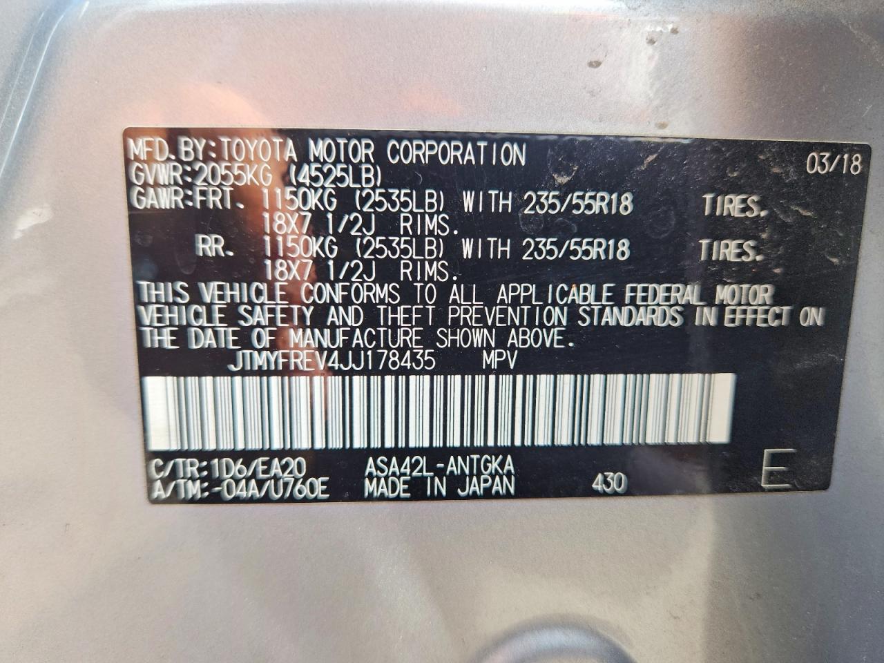 2018 Toyota Rav4 Limited Silver vin: JTMYFREV4JJ178435
