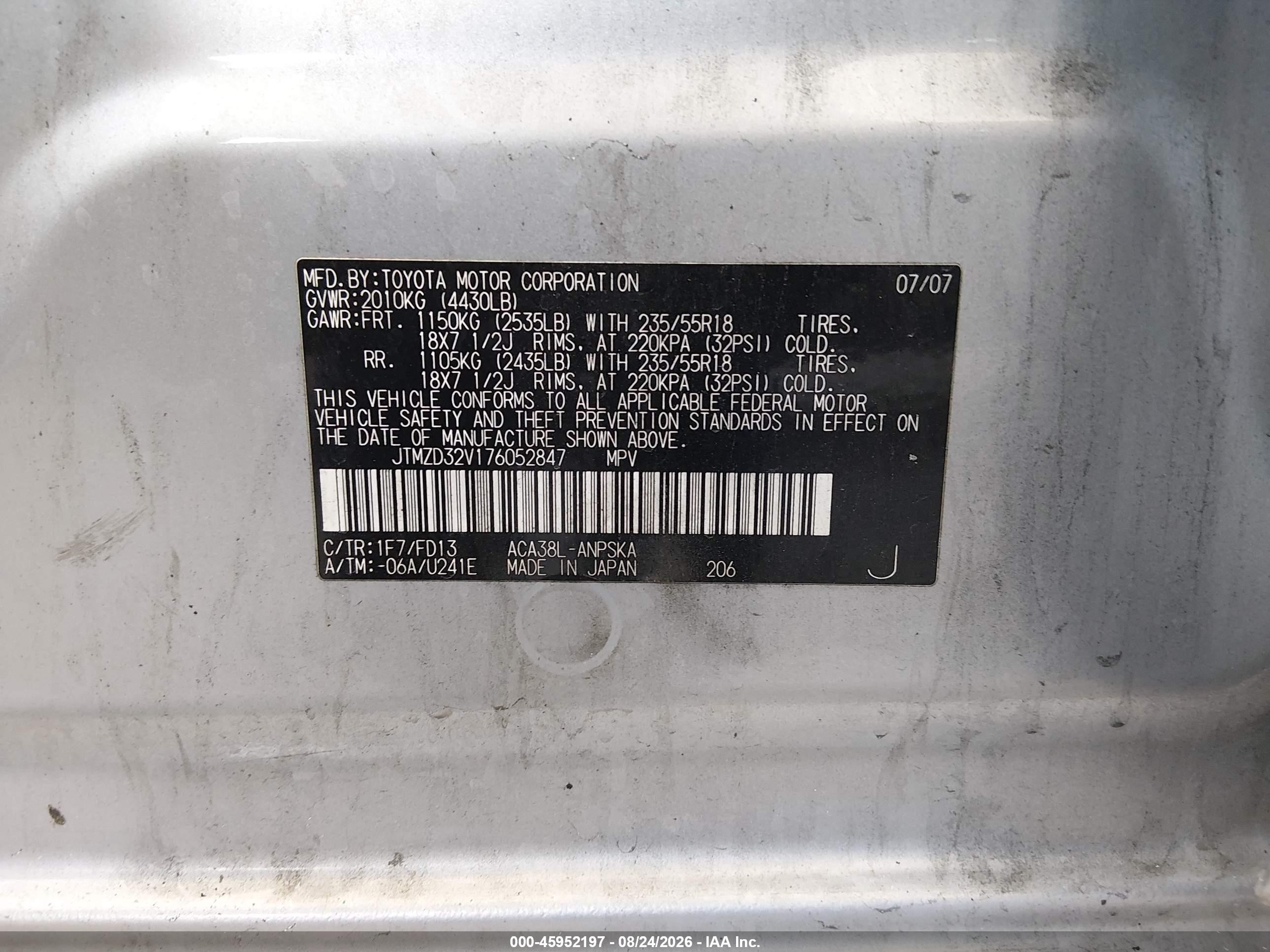 2007 Toyota Rav4 Sport Silver vin: JTMZD32V176052847