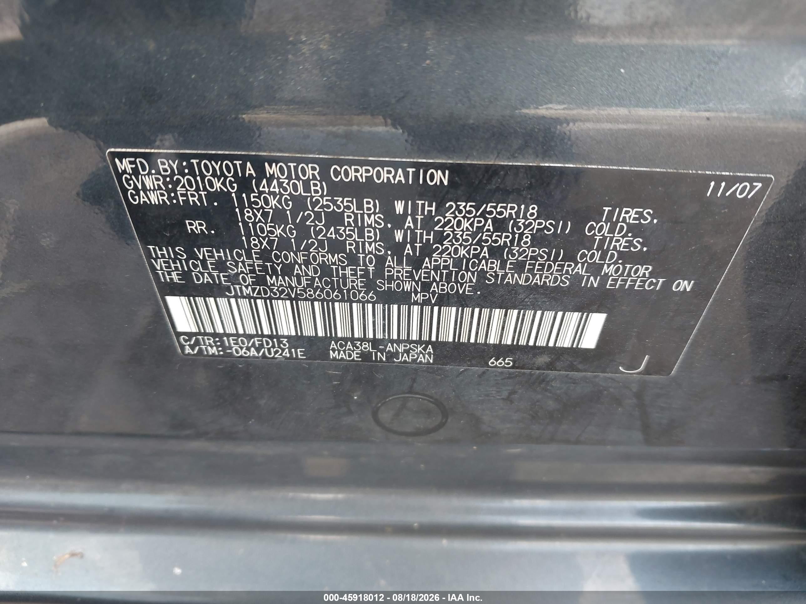 2008 Toyota Rav4 Sport Gray vin: JTMZD32V586061066