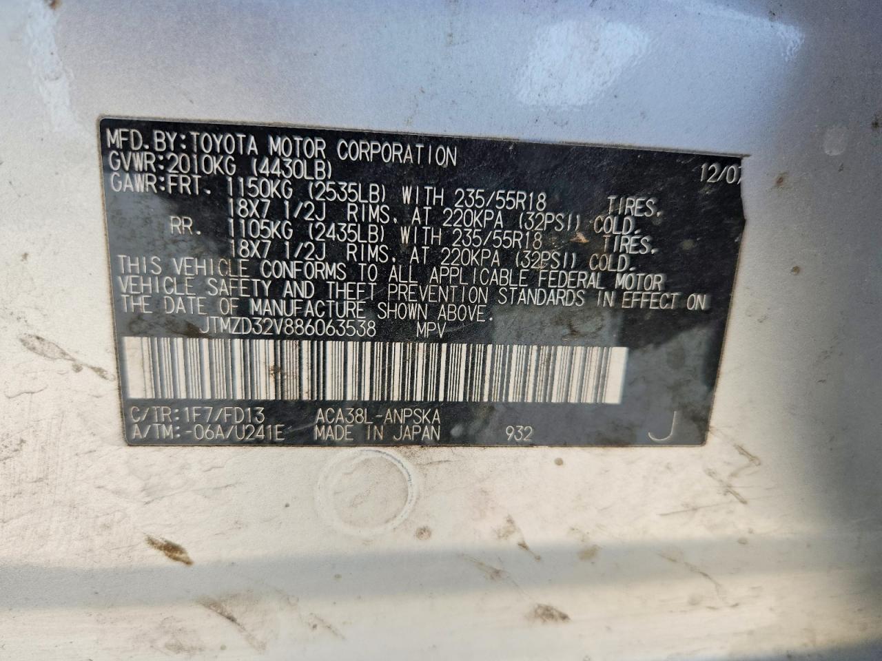2008 Toyota Rav4 Sport Silver vin: JTMZD32V886063538