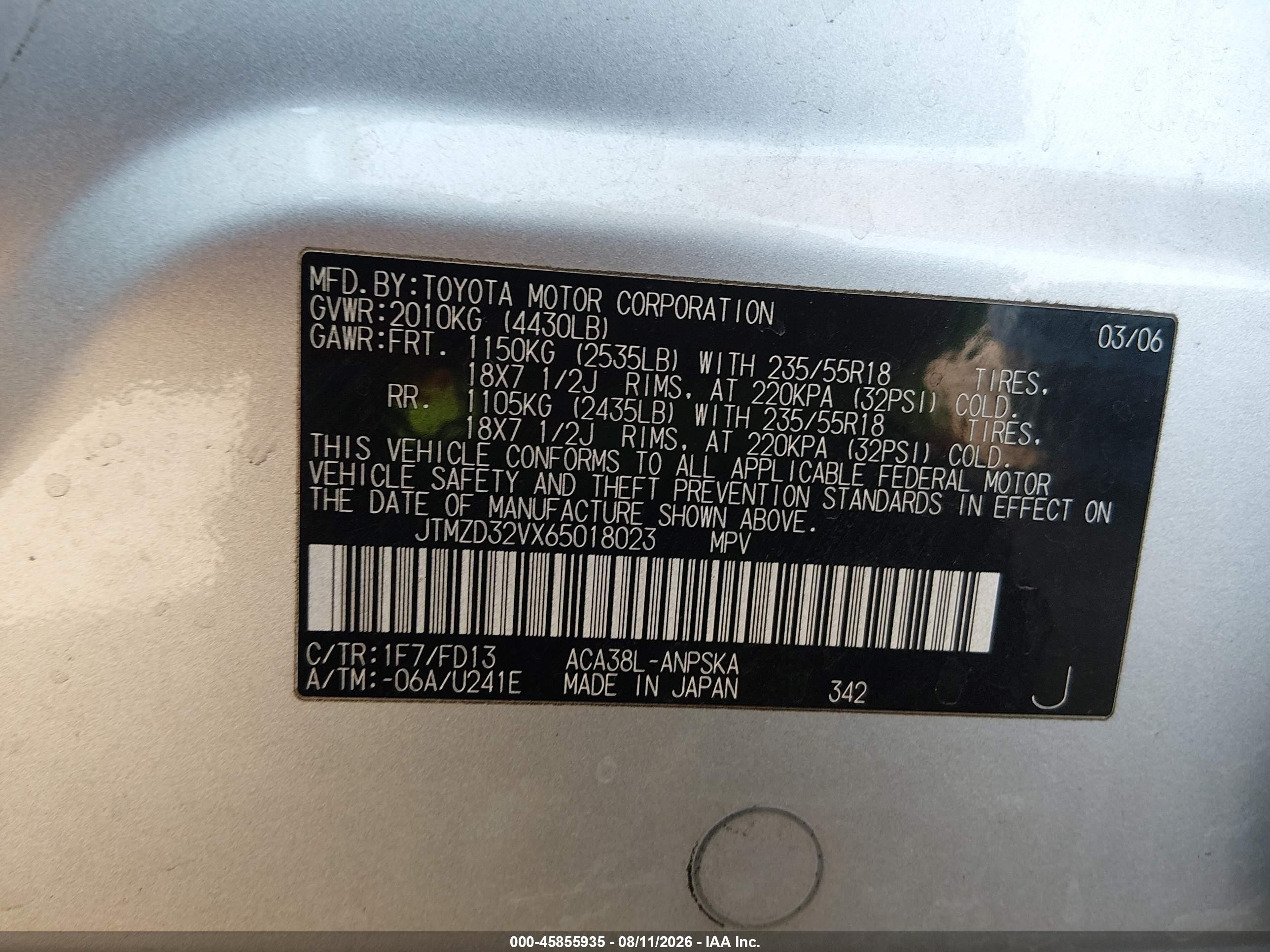 2006 Toyota Rav4 Sport Silver vin: JTMZD32VX65018023