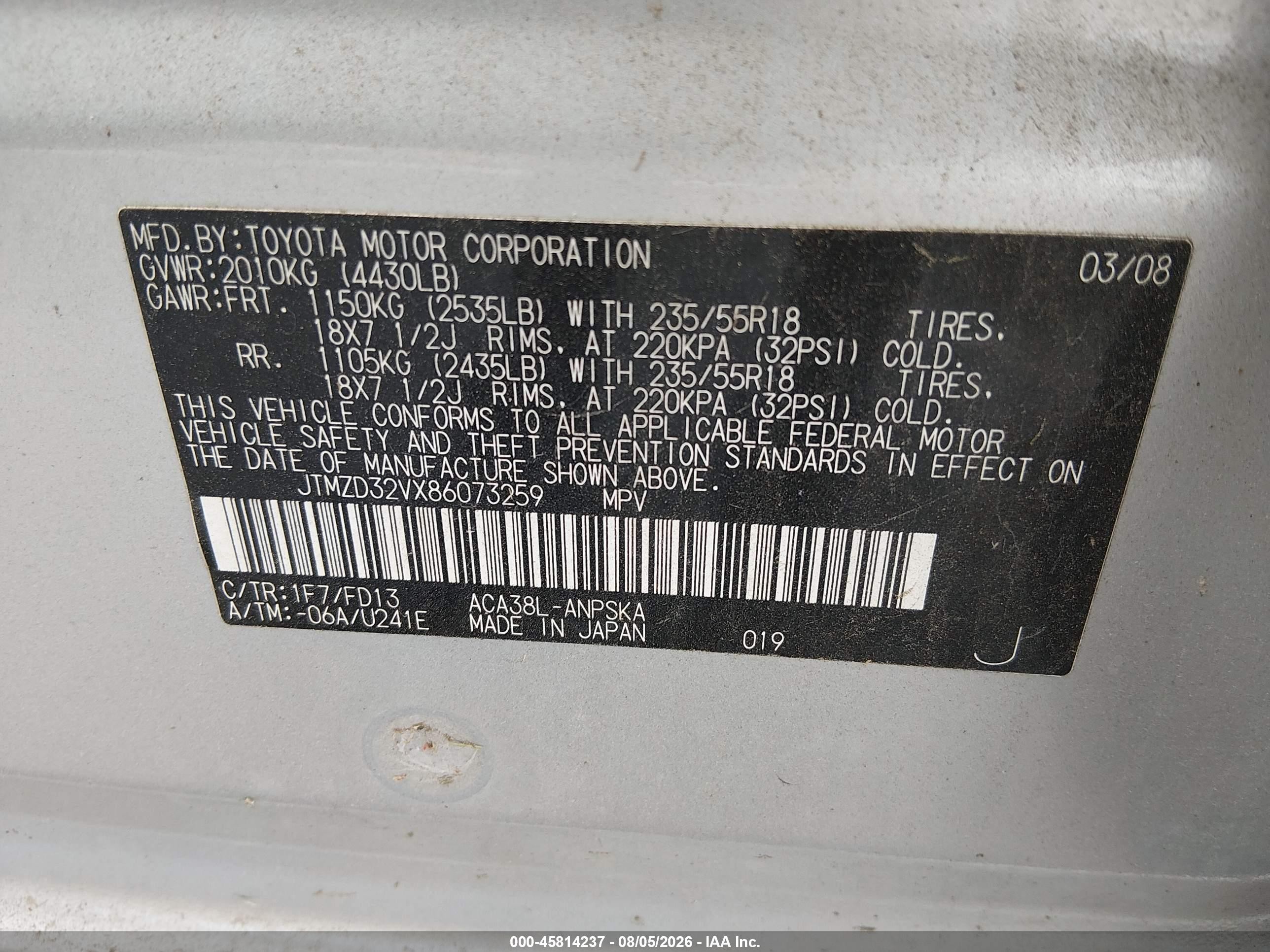 2008 Toyota Rav4 Sport Silver vin: JTMZD32VX86073259