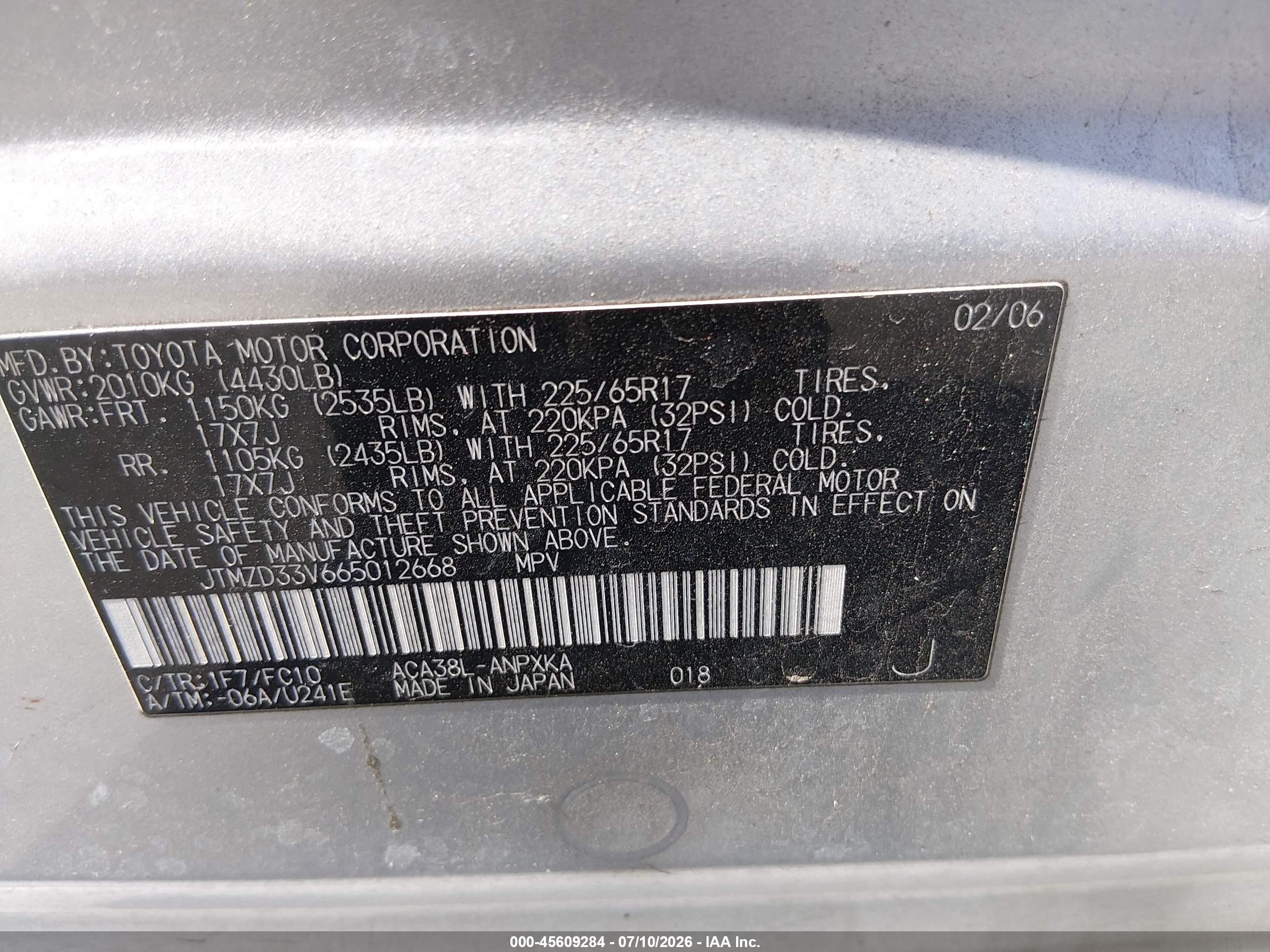 2006 Toyota Rav4   Silver vin: JTMZD33V665012668