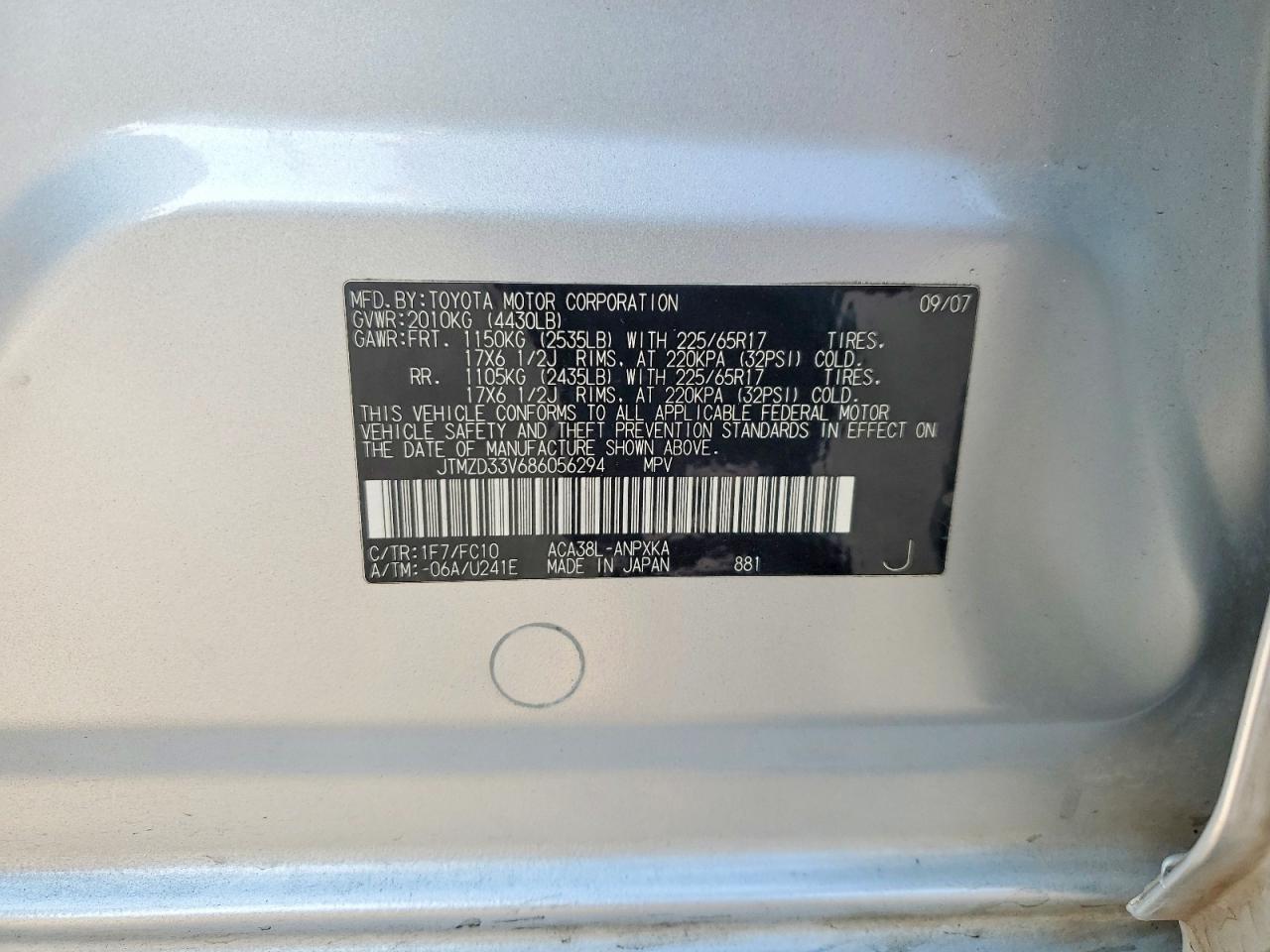 2008 Toyota Rav4 Silver vin: JTMZD33V686056294
