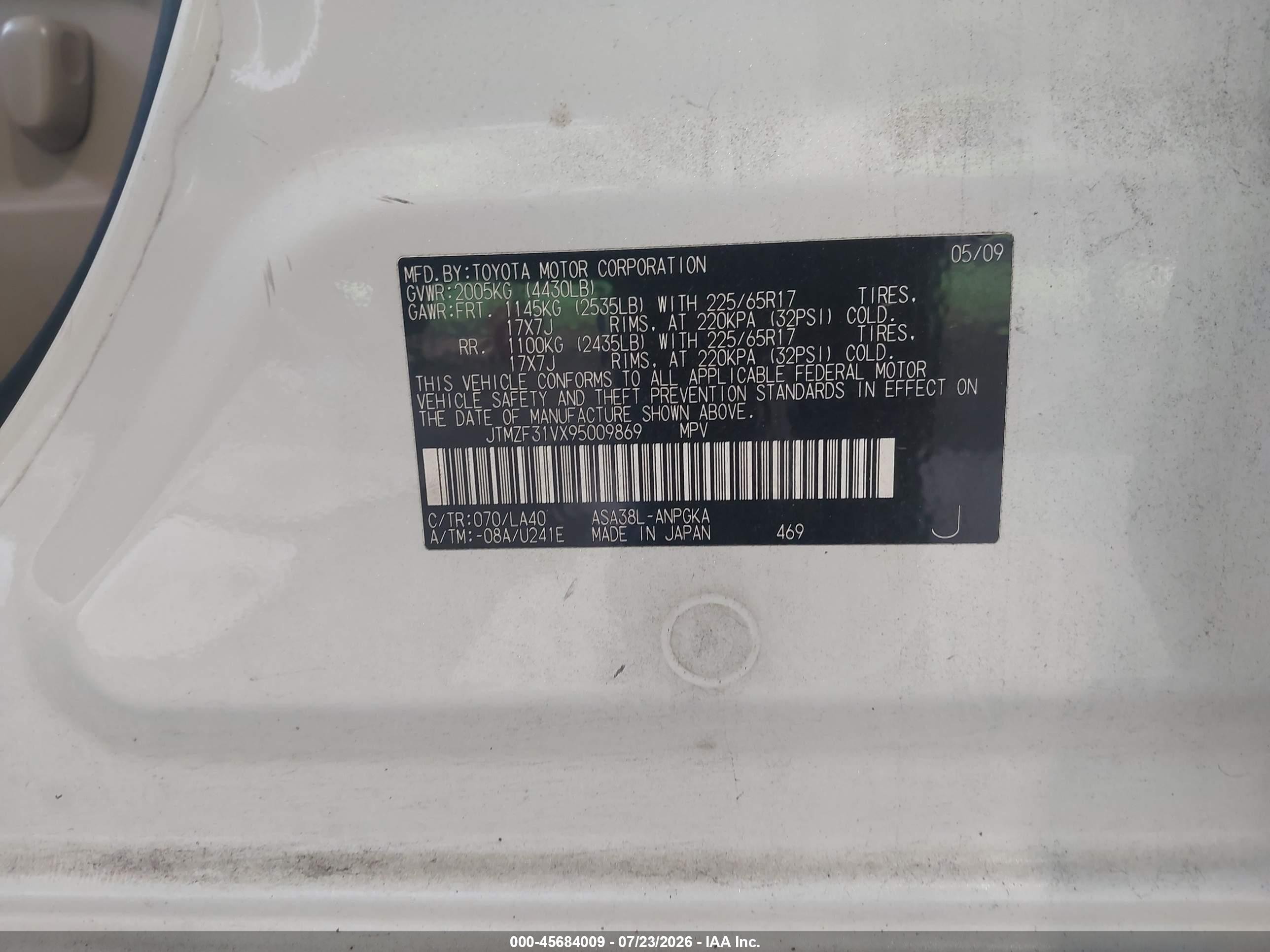 2009 Toyota Rav4 Limited White vin: JTMZF31VX95009869
